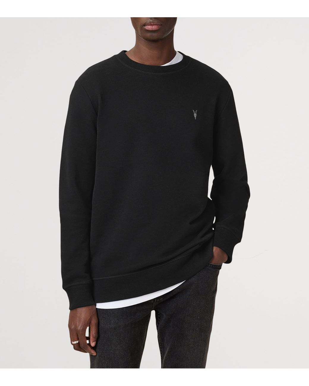 AllSaints Black Organic Cotton Raven Sweatshirt for men