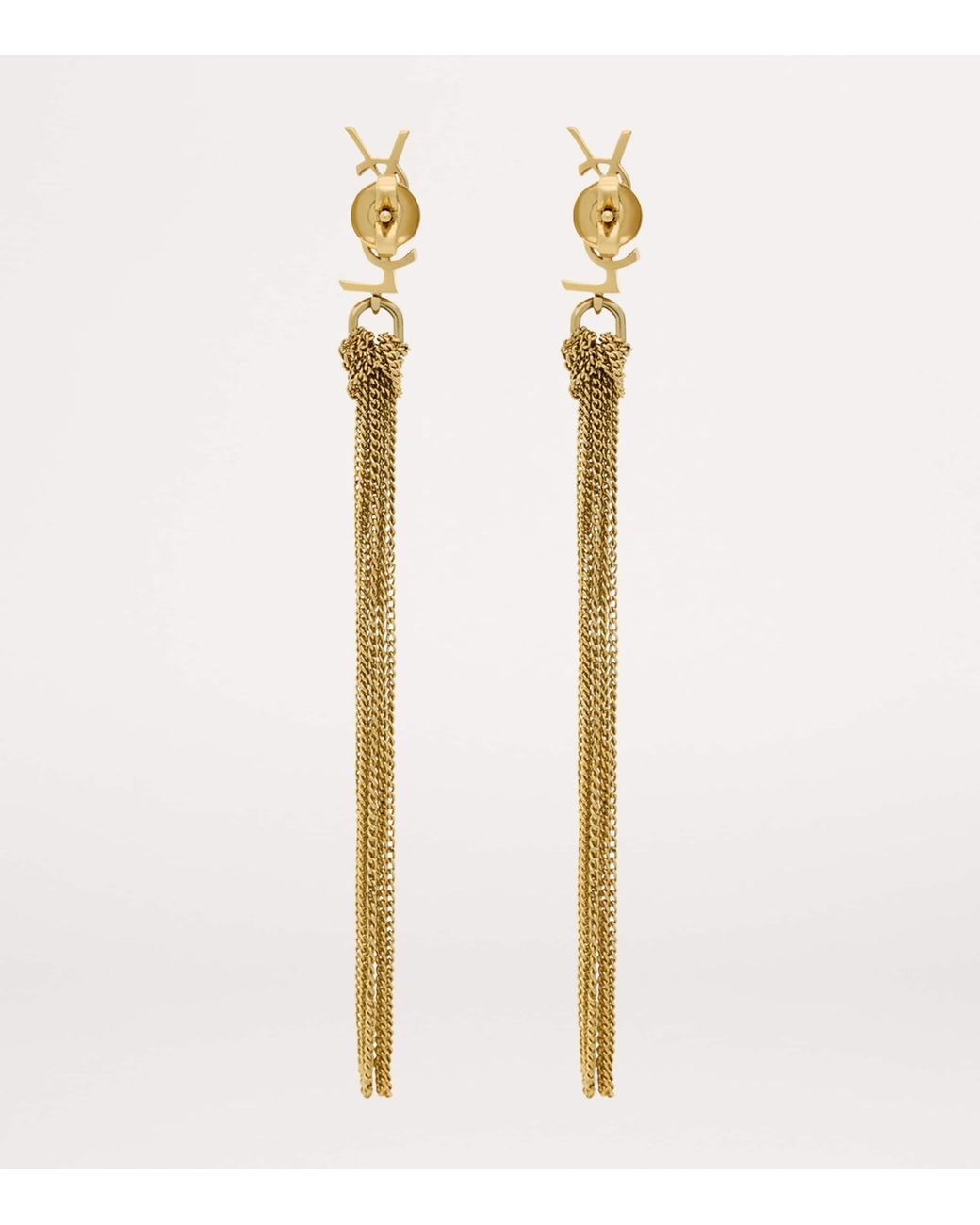 Saint Laurent Metallic Pompons Chains Earrings