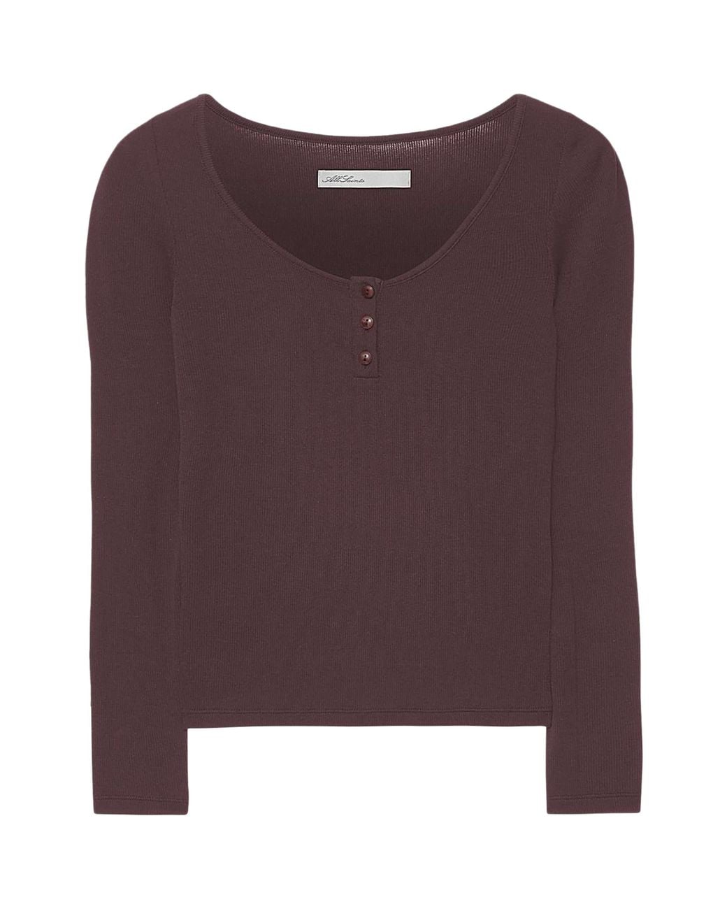 AllSaints Purple Jules Henley Long-Sleeve T-Shirt