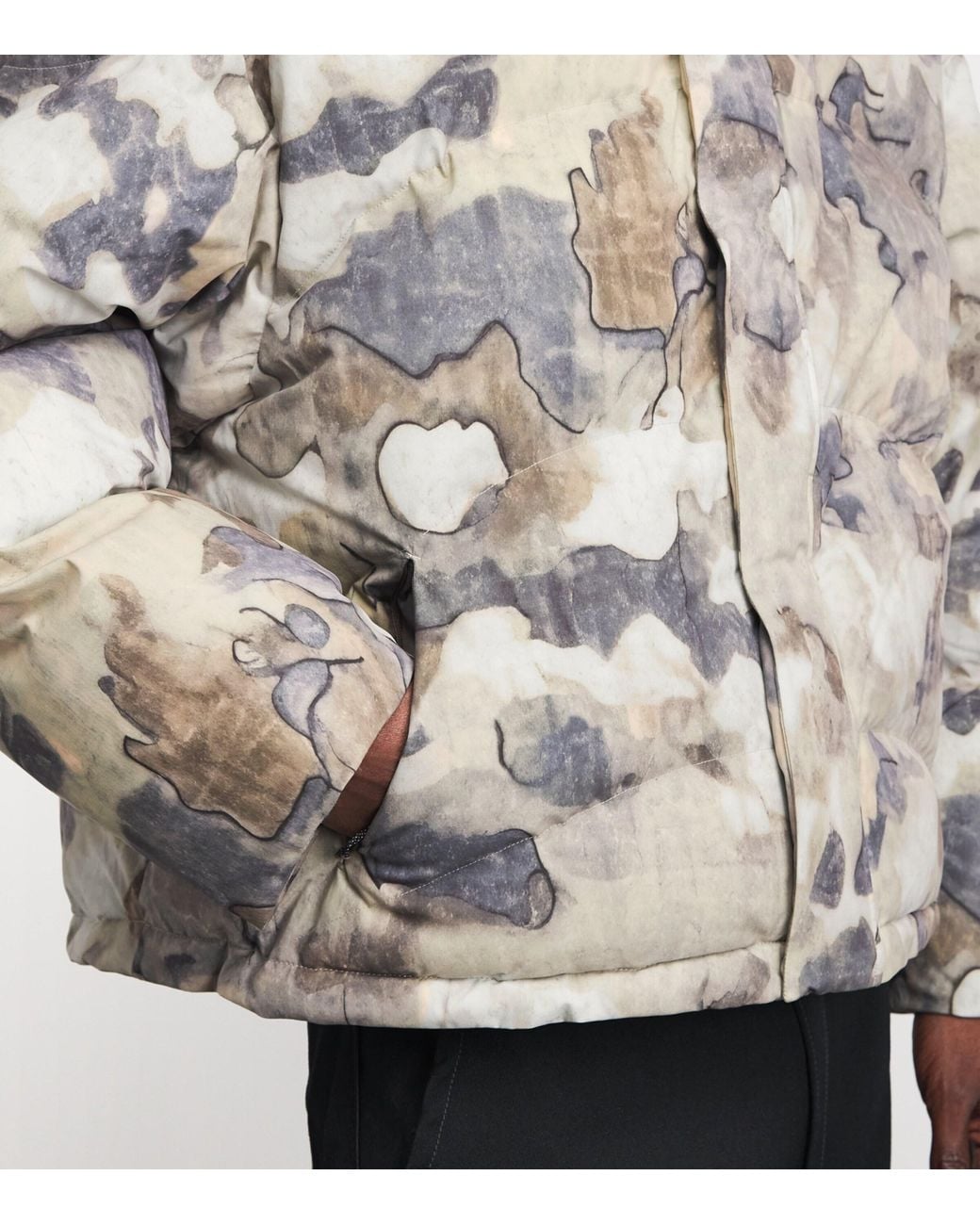 Represent Gray Down Camo Riot Puffer Jacket for men