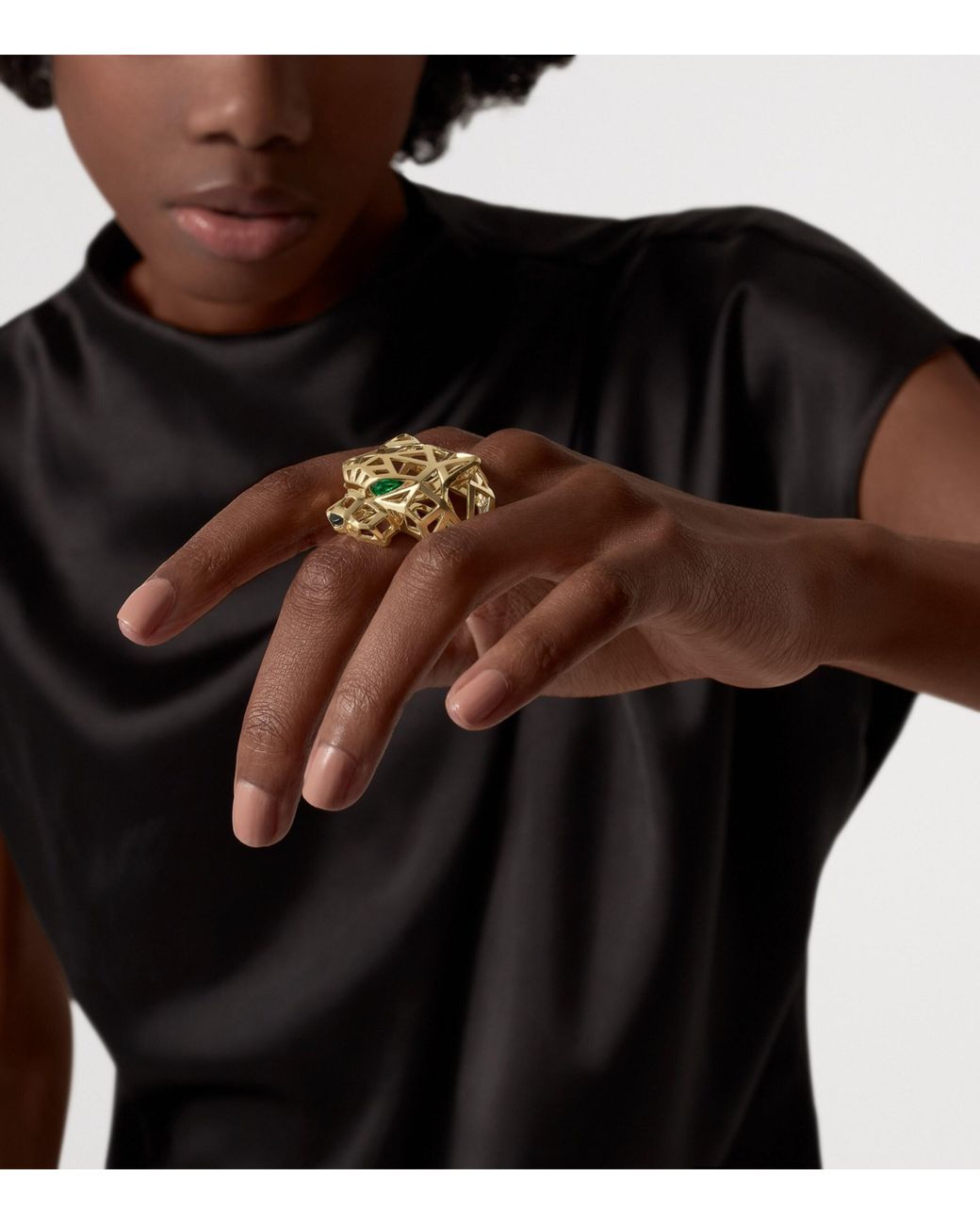 Cartier Metallic Tsavorite And Onyx Panthère De Ring