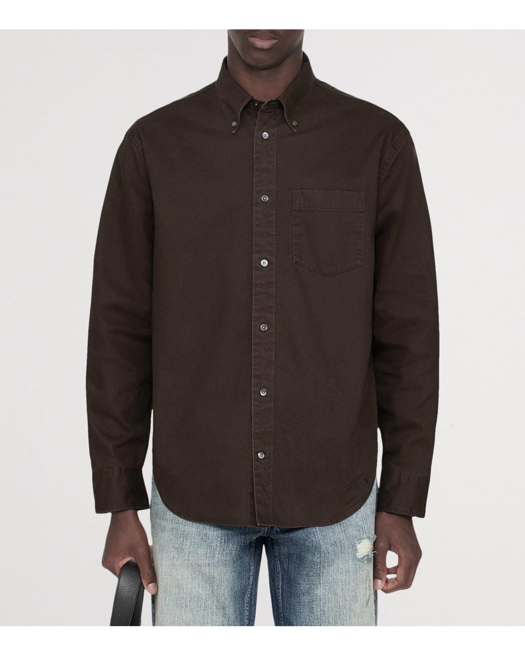 AllSaints Brown Organic Cotton Stow Oversized Shirt for men