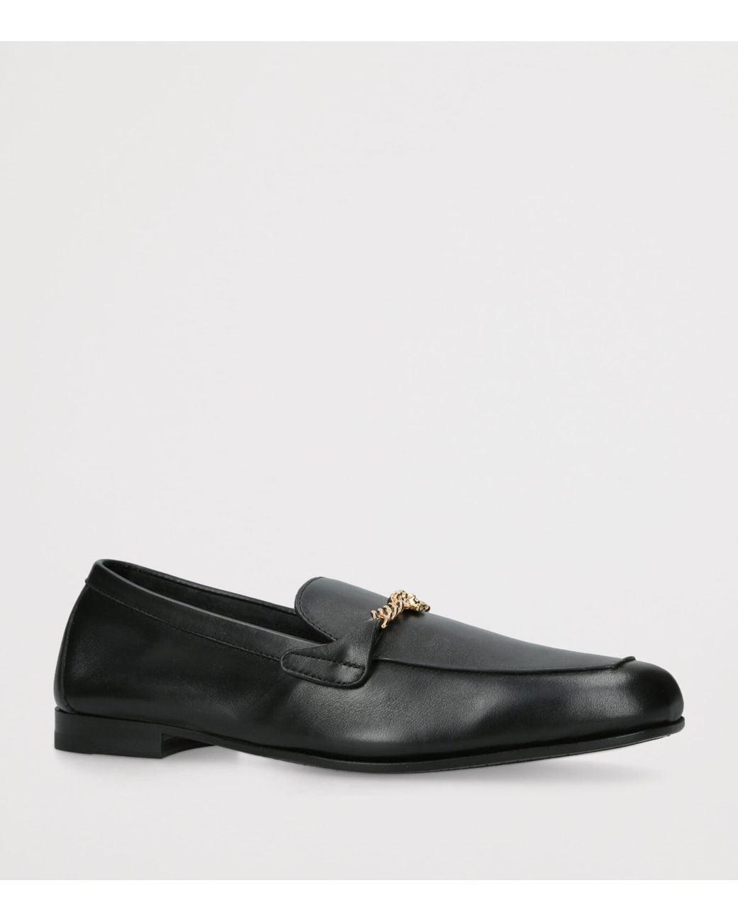 Versace Black Leather Medusa Chain Loafers