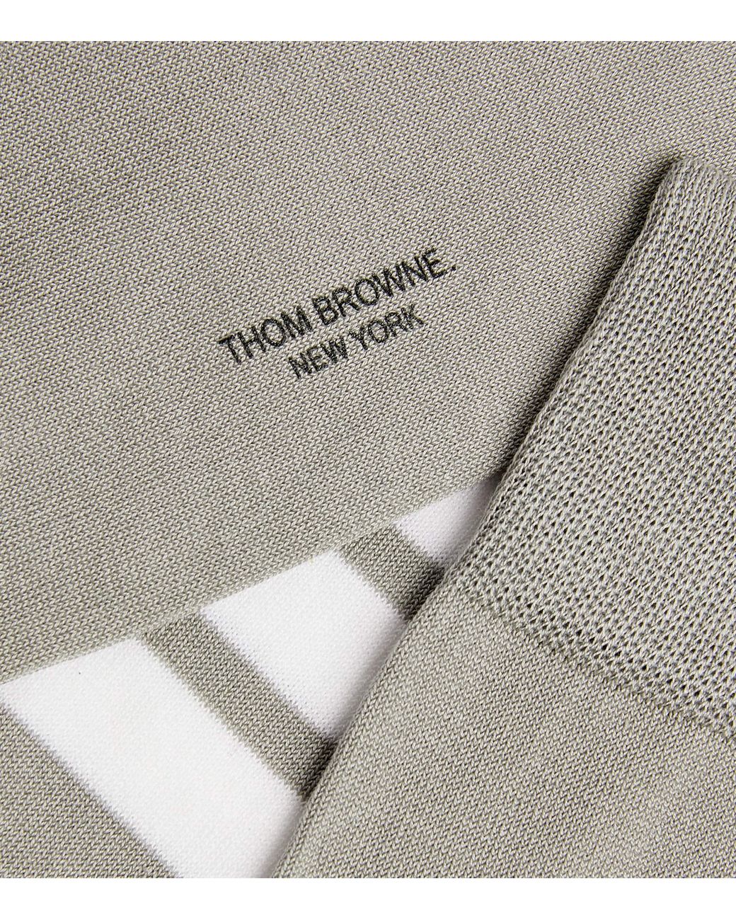 Thom Browne Gray Cotton-Blend 4-Bar Mid-Calf Socks