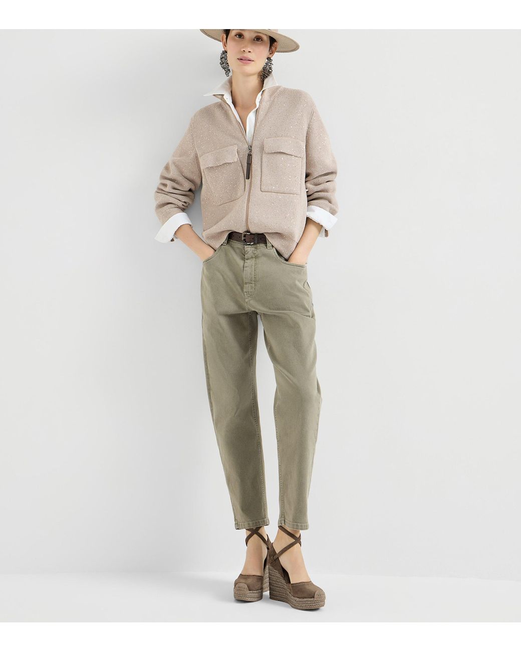 Brunello Cucinelli Brown Suede Wedge Espadrilles 80