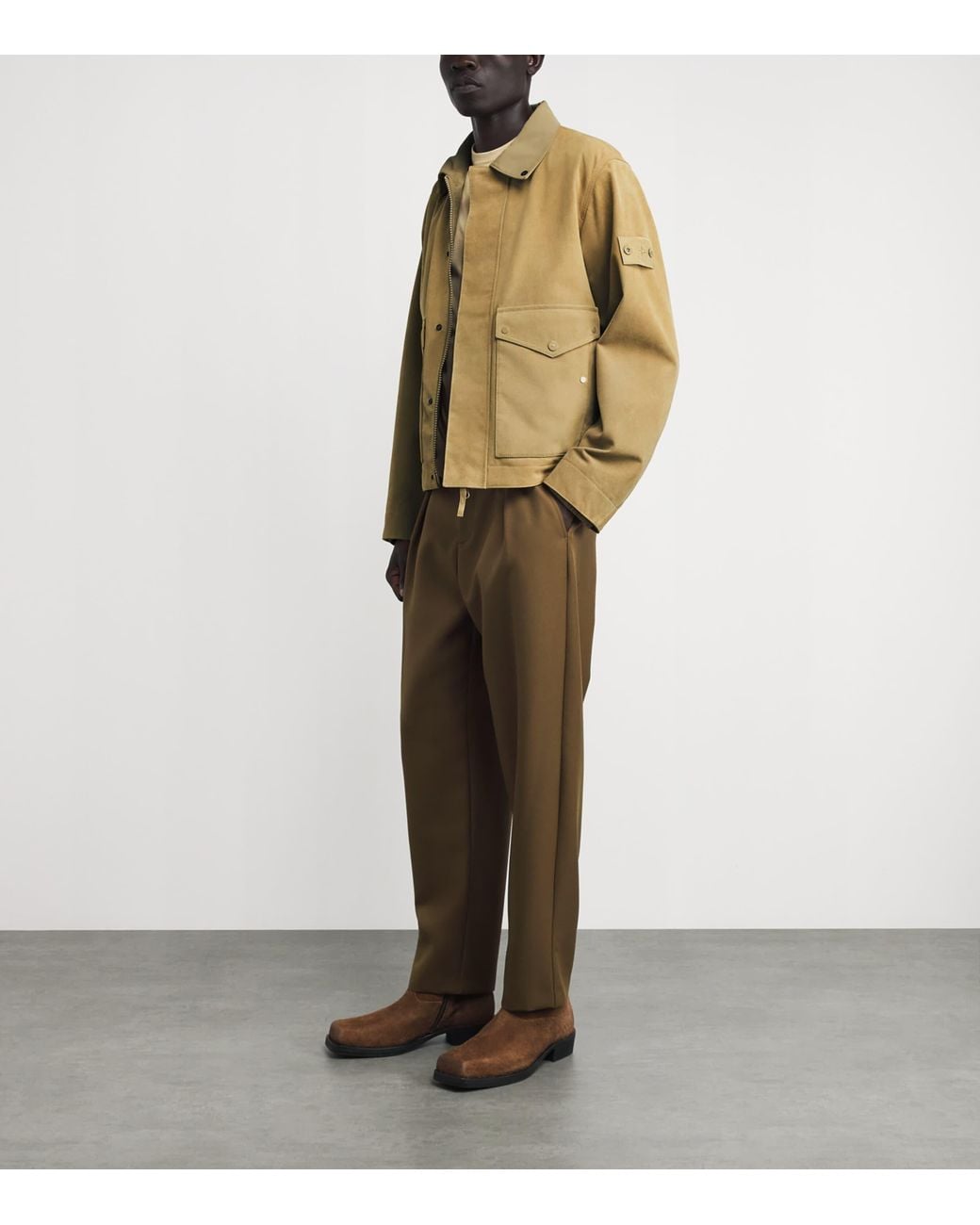 Stone Island Natural Ghost Piece Split Leather Jacket for men