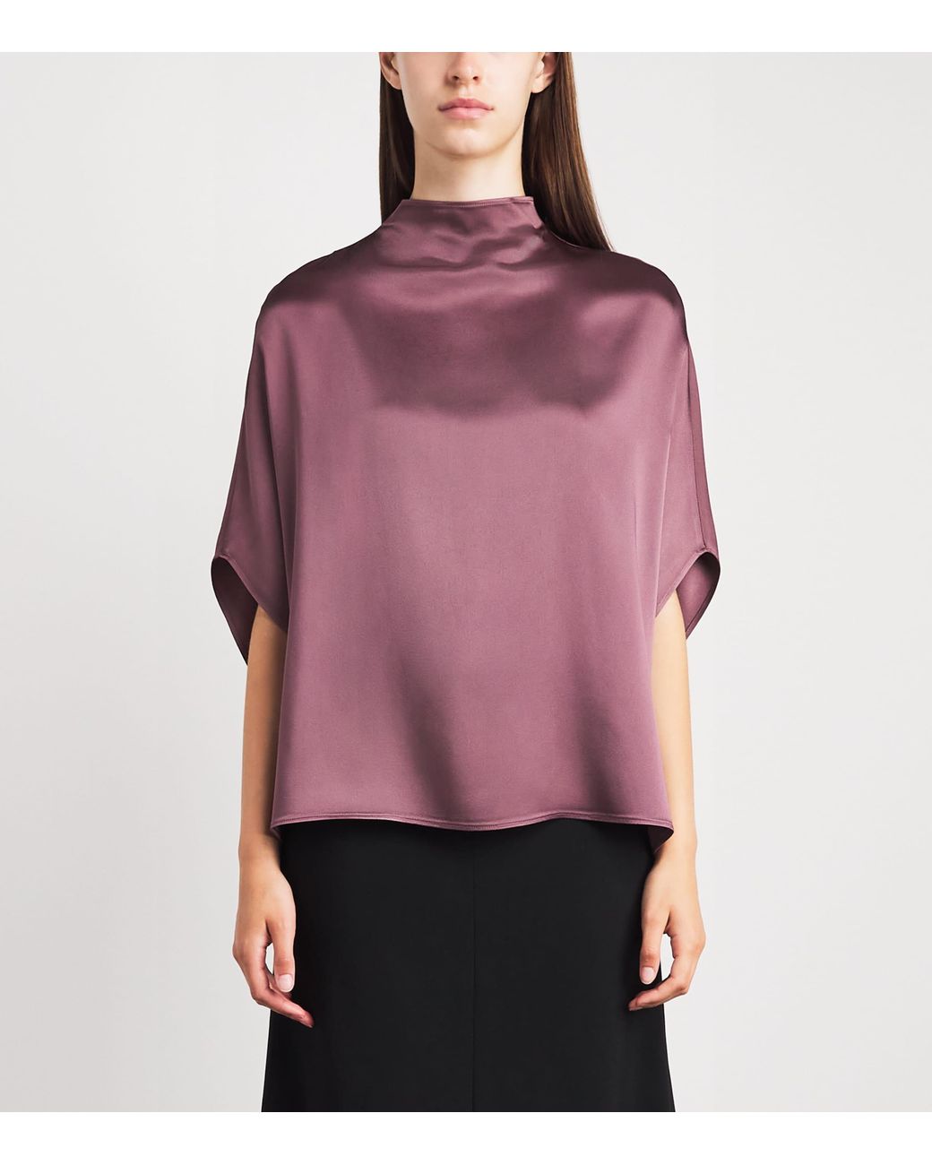 LAPOINTE Purple Satin Cape Blouse