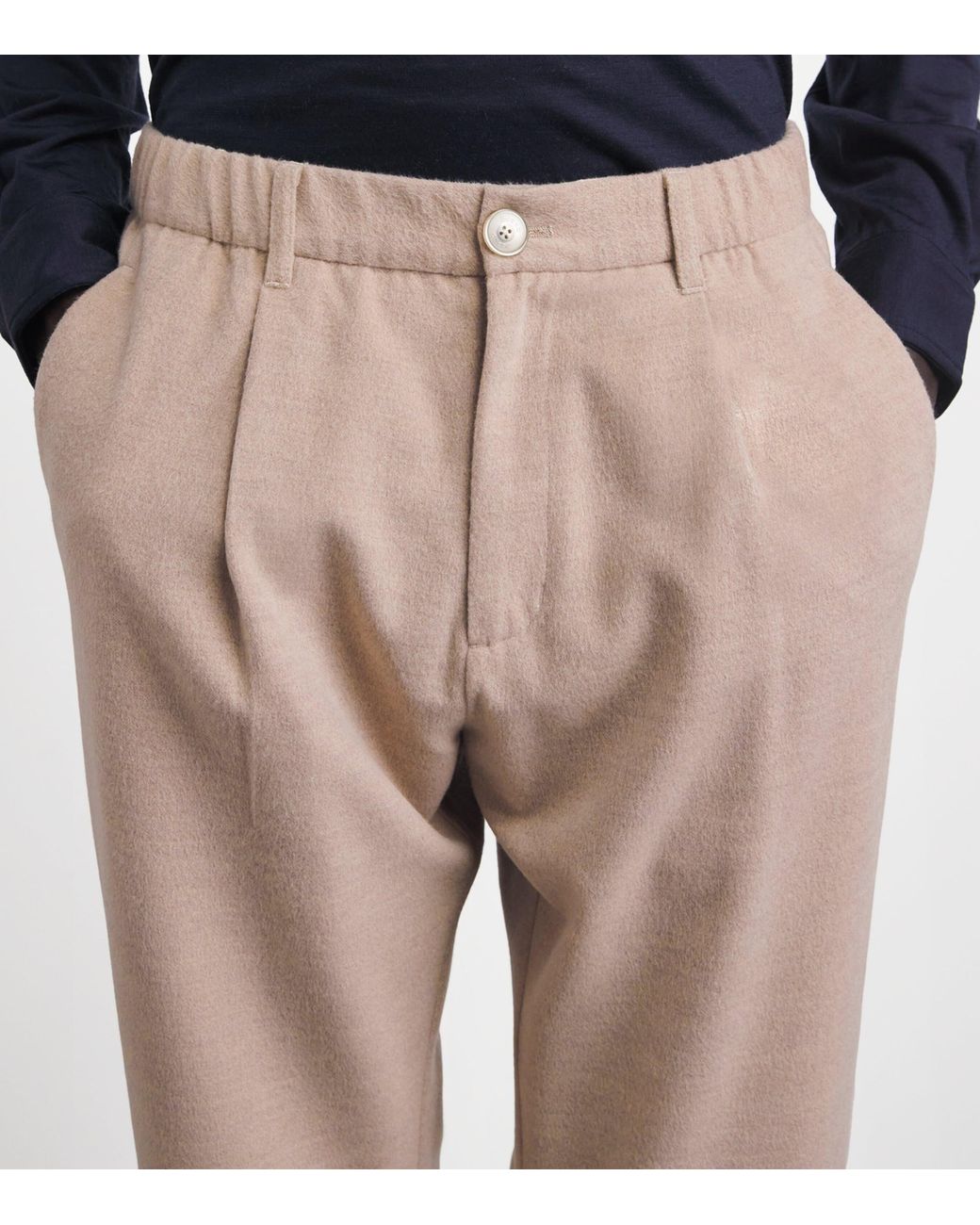 Herno Natural Flannel Pleated Trousers for men