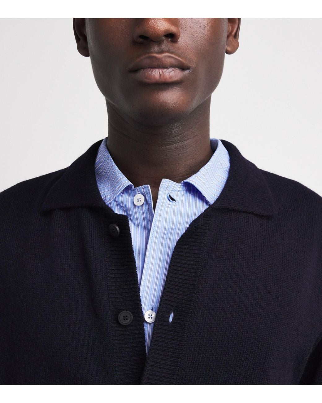 LE17SEPTEMBRE Blue Wool-Alpaca Collar Cardigan for men