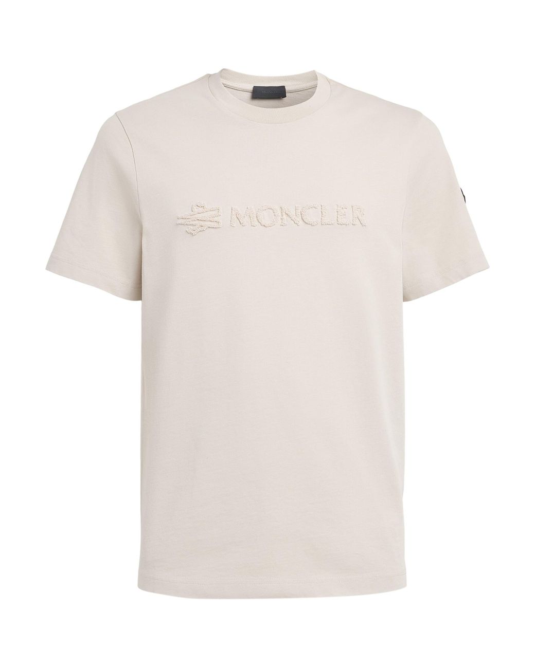 Moncler White Cotton Logo Patch T-Shirt for men