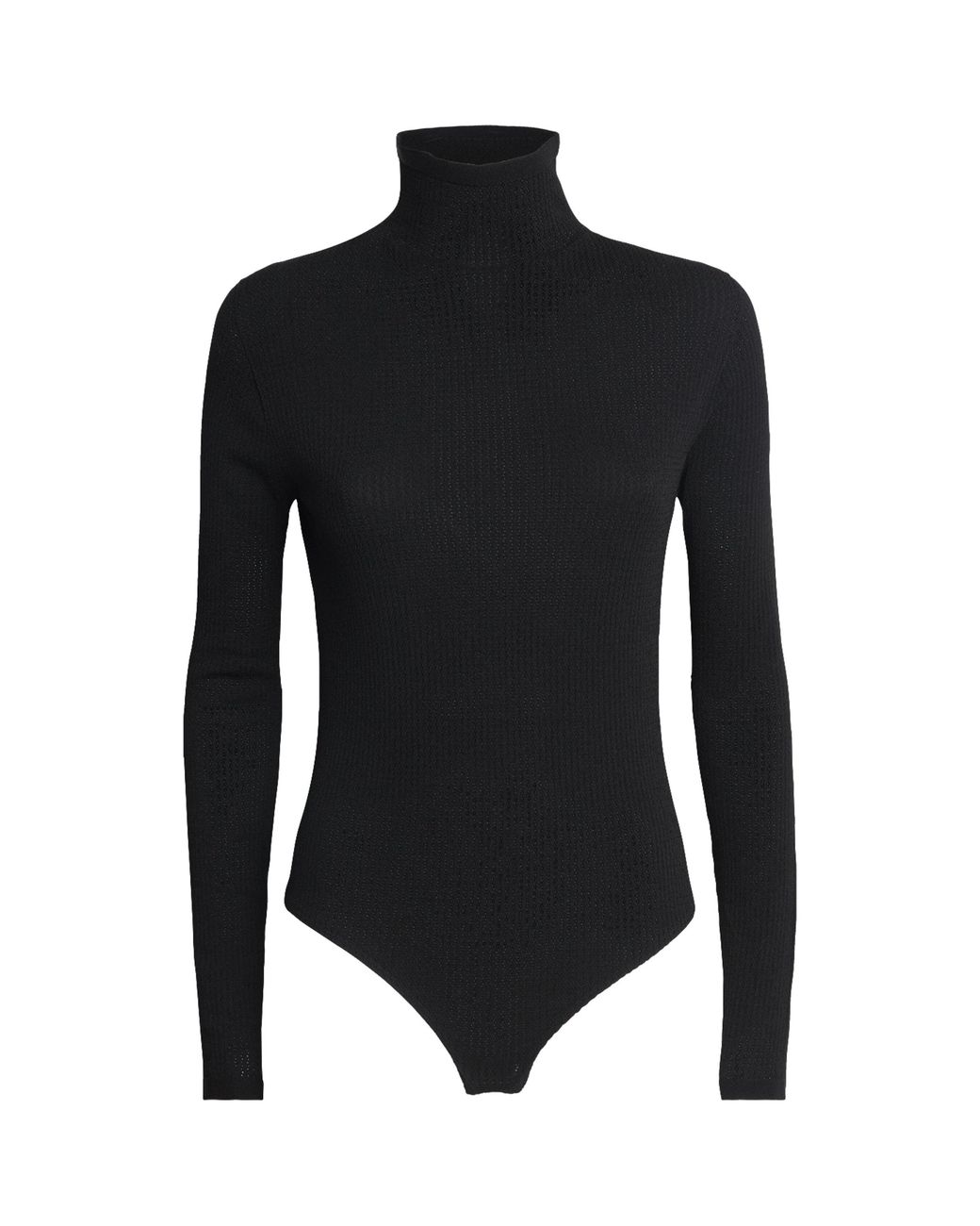 Wolford Black Mesh Ribbed Seamless Bodysuit