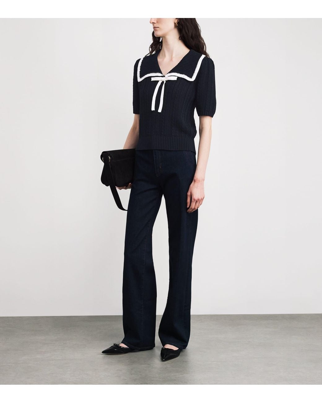 Rixo Black Cotton Pippa Knit Top