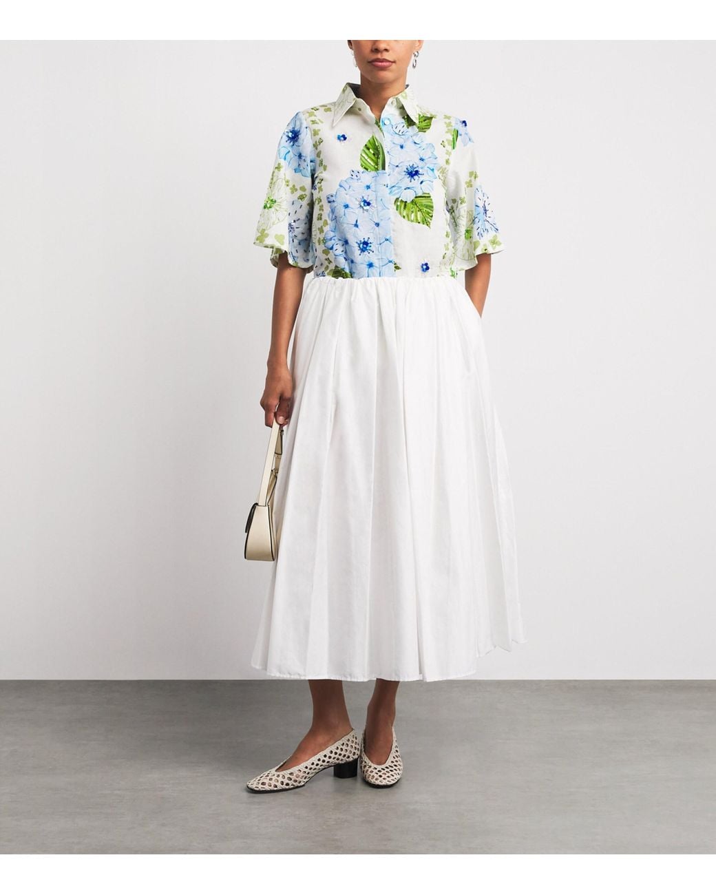 VERANDAH Blue Linen-Cotton Hydrangea Shirt