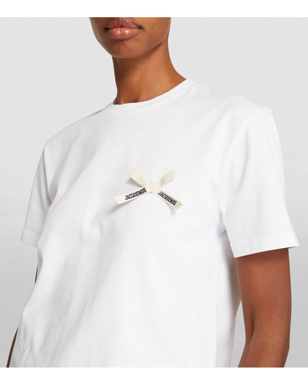 jacquemus リボン Tシャツ ホワイト Jacquemus Bow-detail T-shirt in White | Lyst