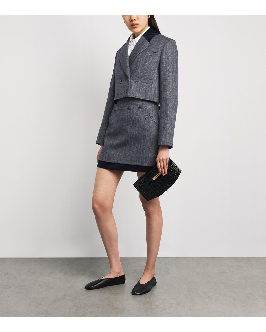 Claudie Pierlot Gray Wool-Blend Tweed Mini Skirt