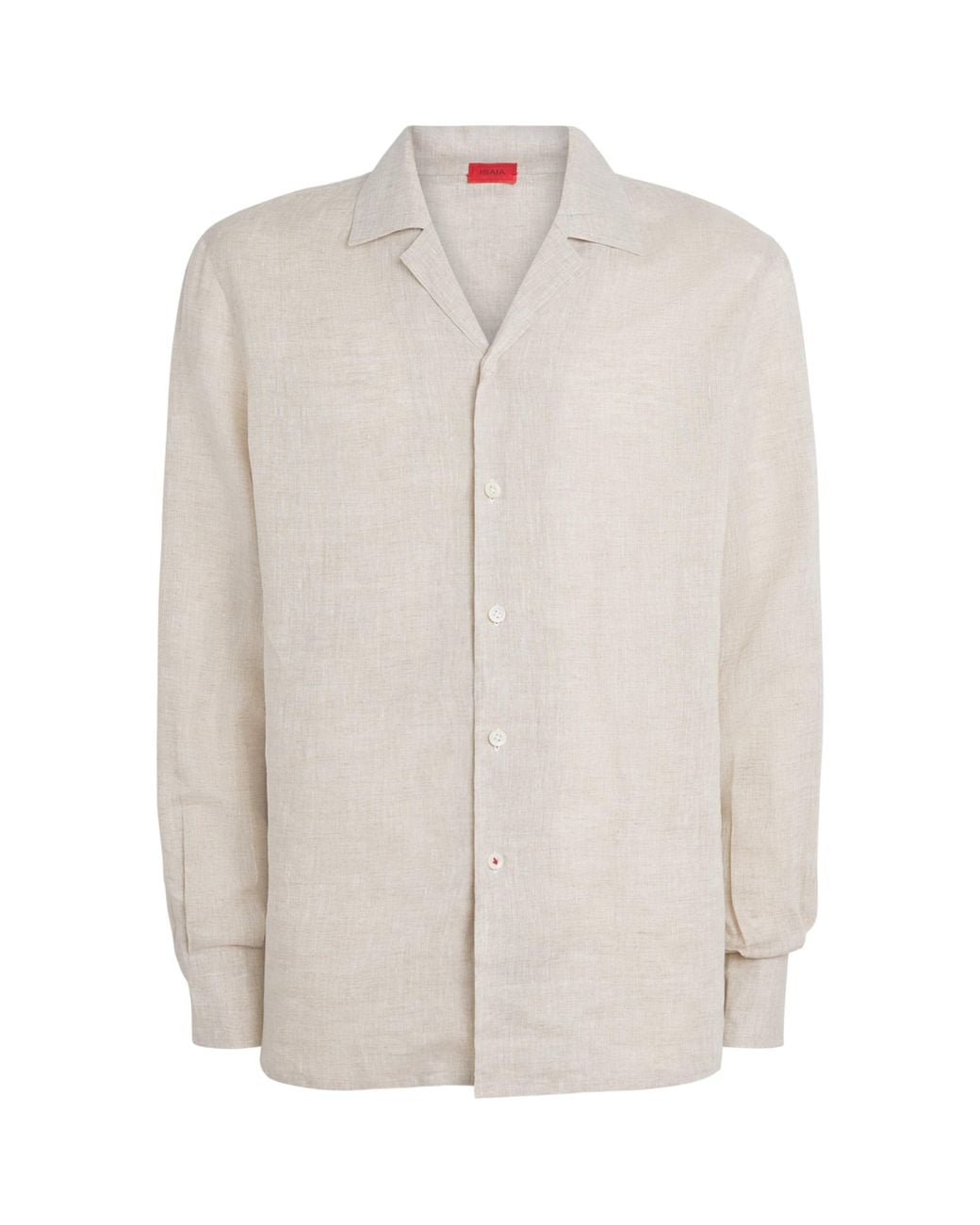 Isaia White Linen Camp-Collar Shirt for men