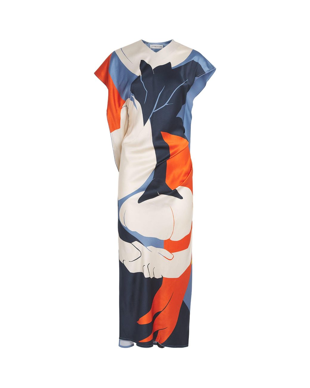 Victoria Beckham Blue Satin Draped Midi Dress