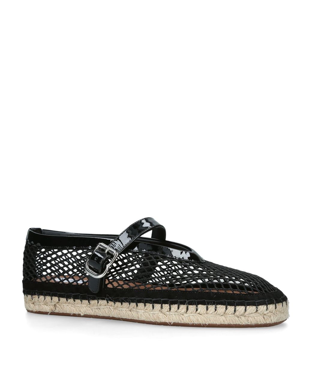 Alaïa Black Mesh-Leather Espadrille Ballet Flats
