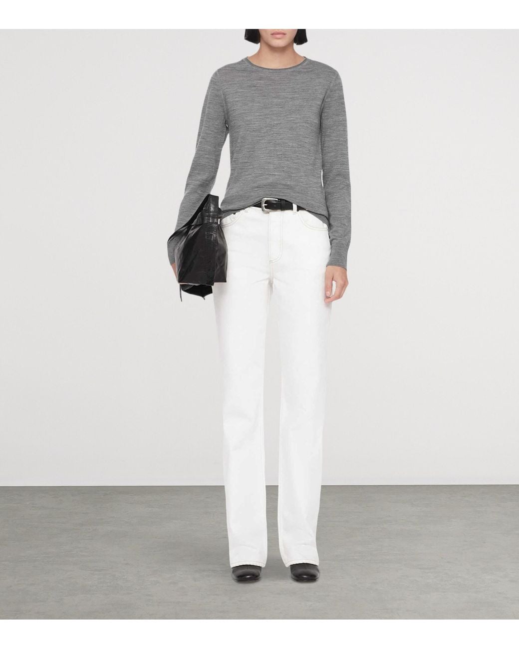 AllSaints Gray Merino Wool Coyte Sweater