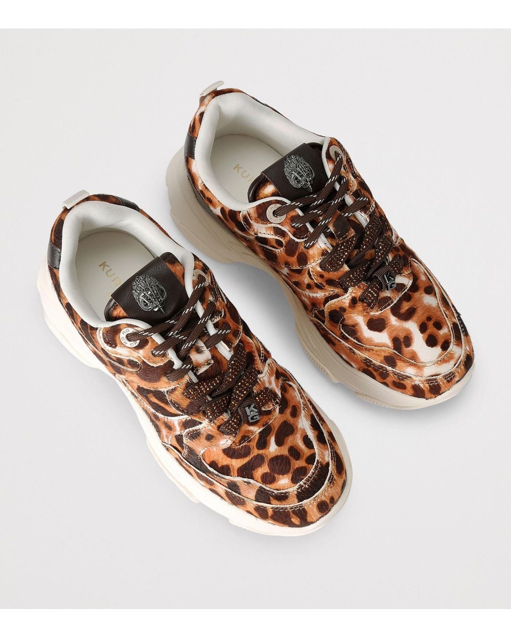 Kurt Geiger Brown Calf Hair Leopard Starlight Runner Sneakers