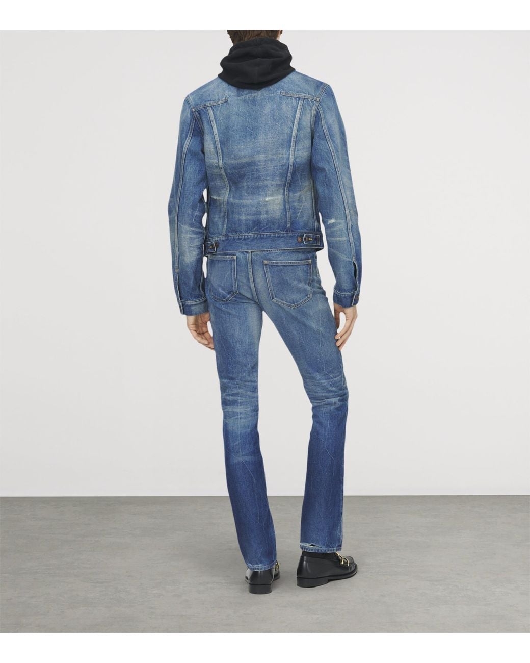 McQueen Blue Distressed Slim Jeans for men
