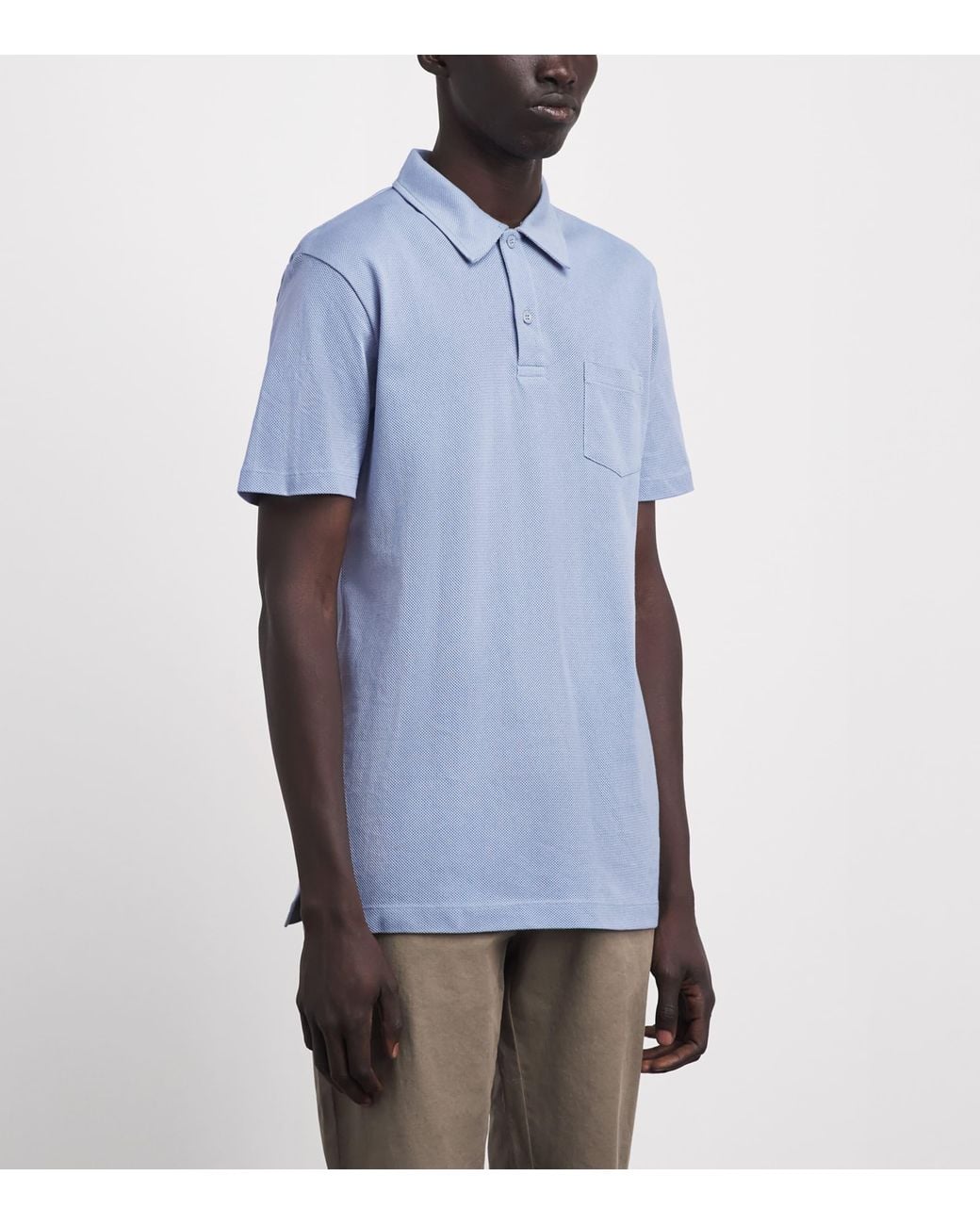 Sunspel Blue Supima Cotton Riviera Polo Shirt for men