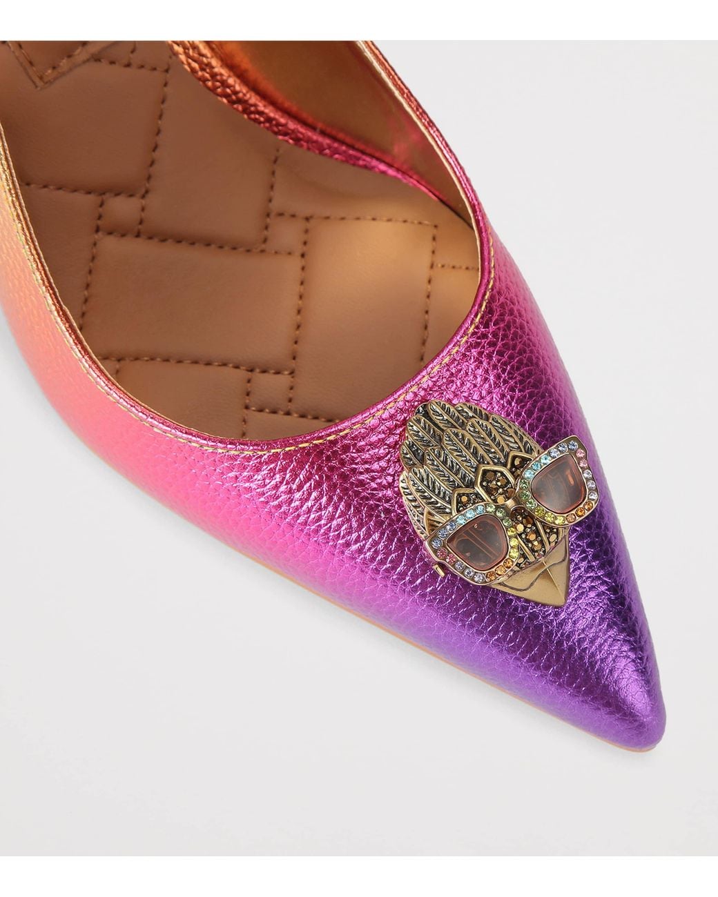 Kurt Geiger Pink Metallic Leather Belgravia Slingback Heels 85