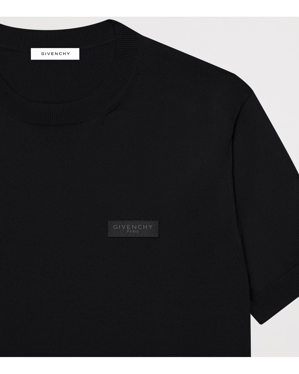 Givenchy Black Cotton Logo-Tab T-Shirt for men