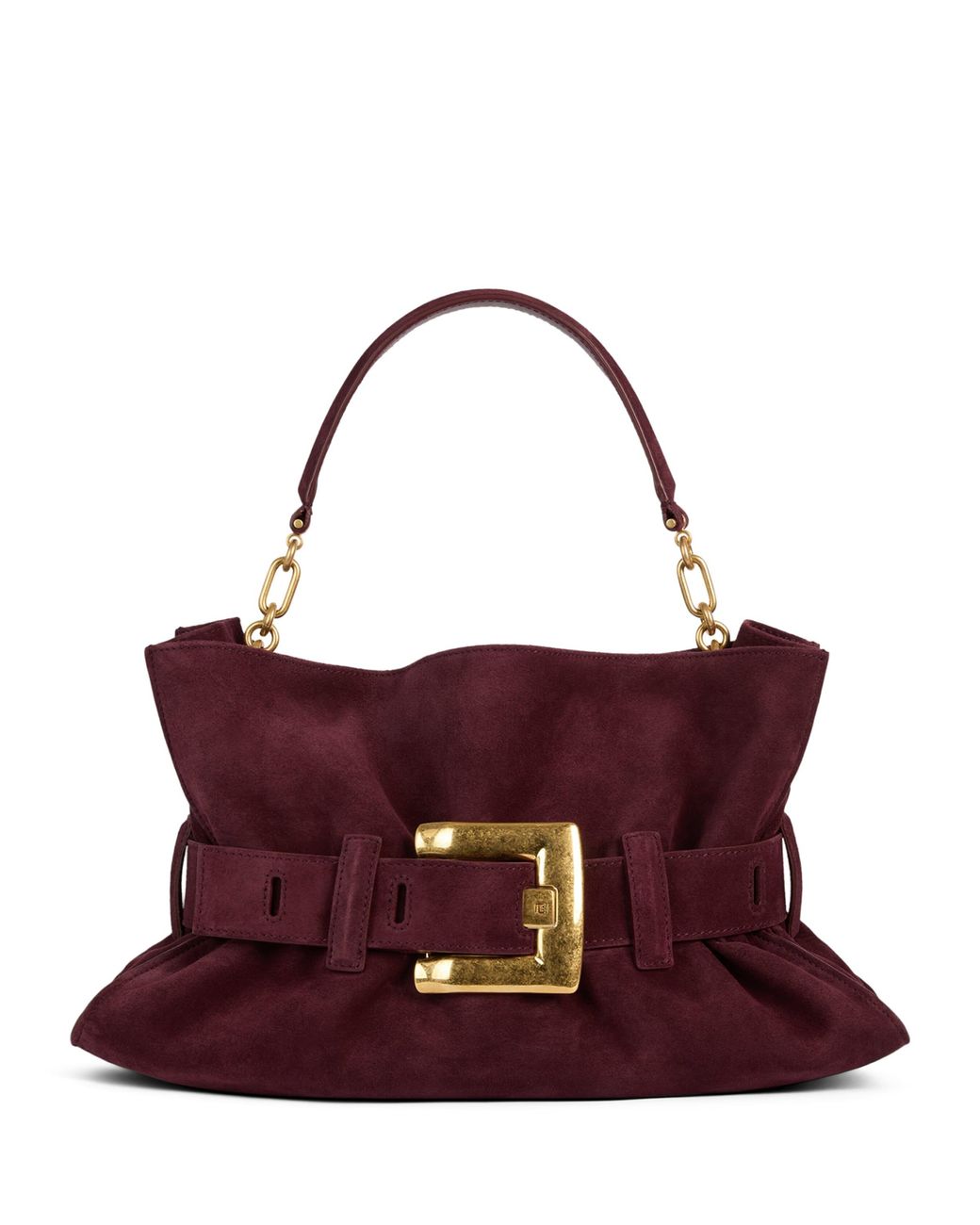 Balmain Purple Medium Suede Anthem Shoulder Bag