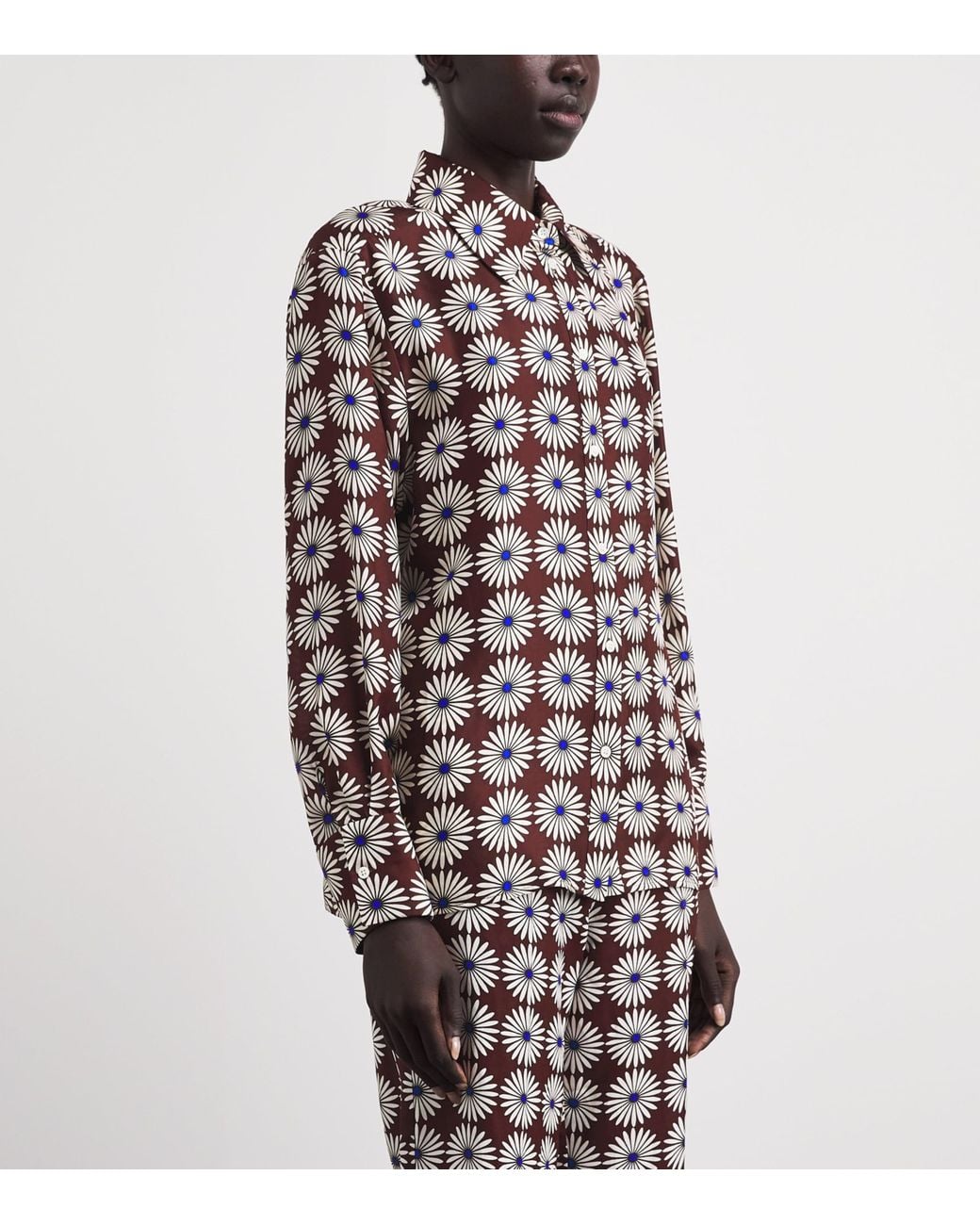 Sandro Brown Silk Floral Shirt