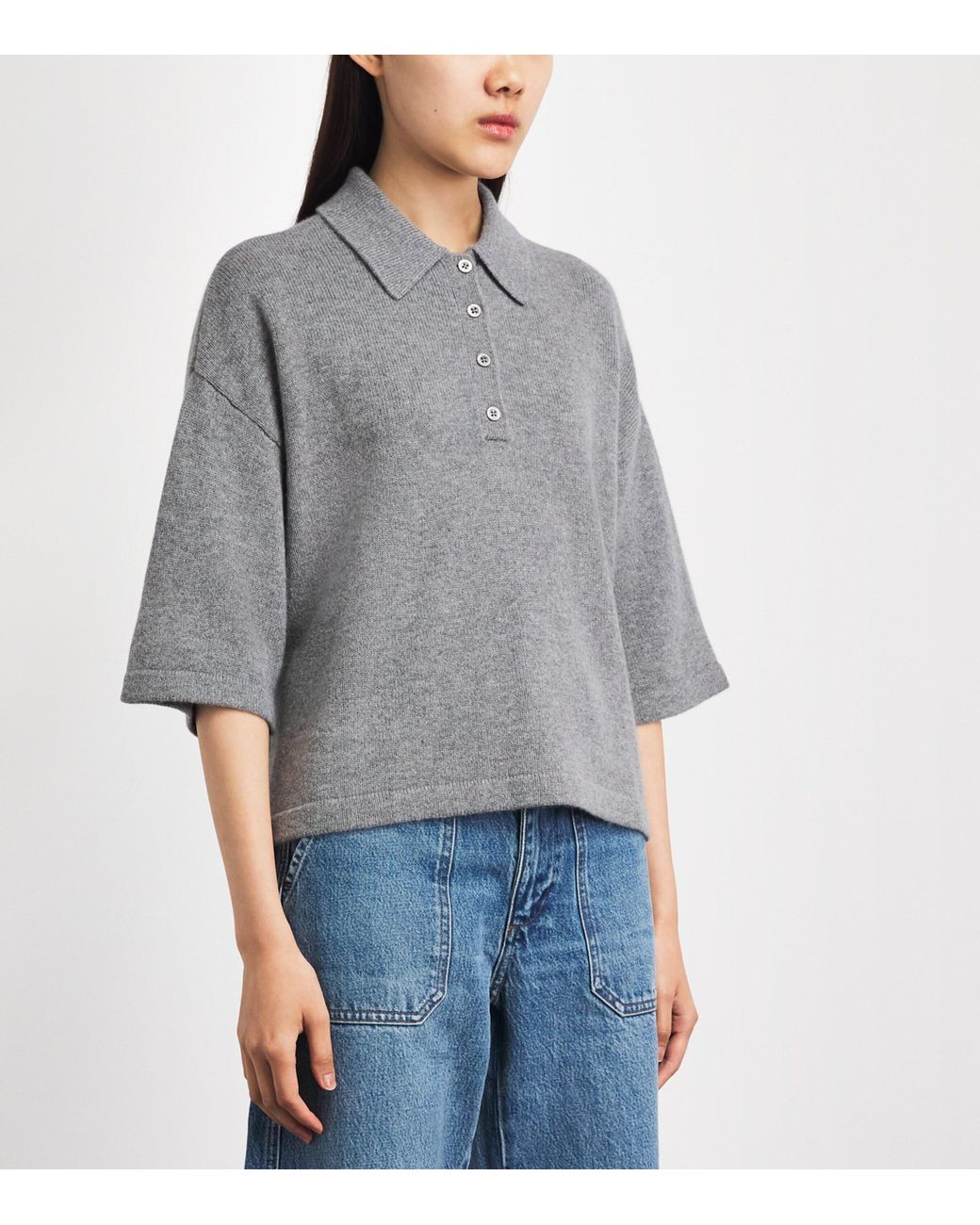 FRAME Gray Cashmere The Academy Polo Shirt
