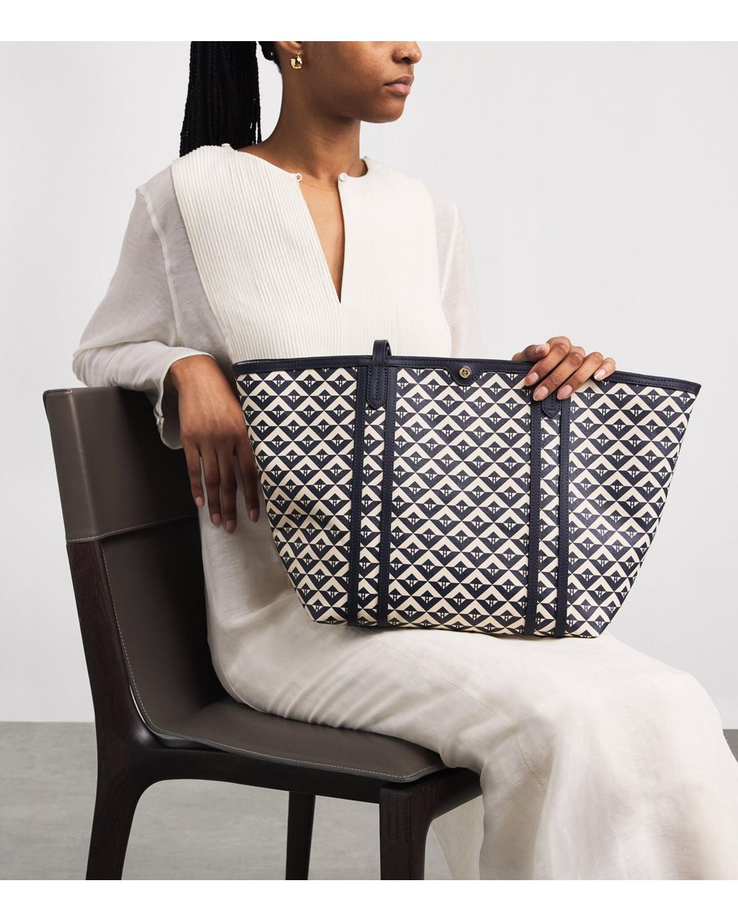 Harrods Black Coated Canvas Geometric Tote Bag