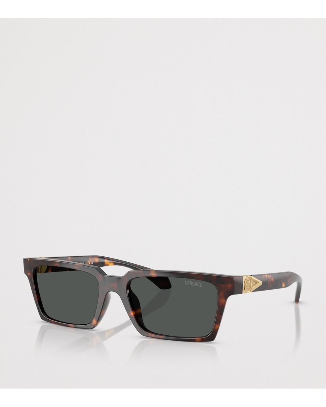 Versace Gray Tortoiseshell Rectangular Sunglasses for men