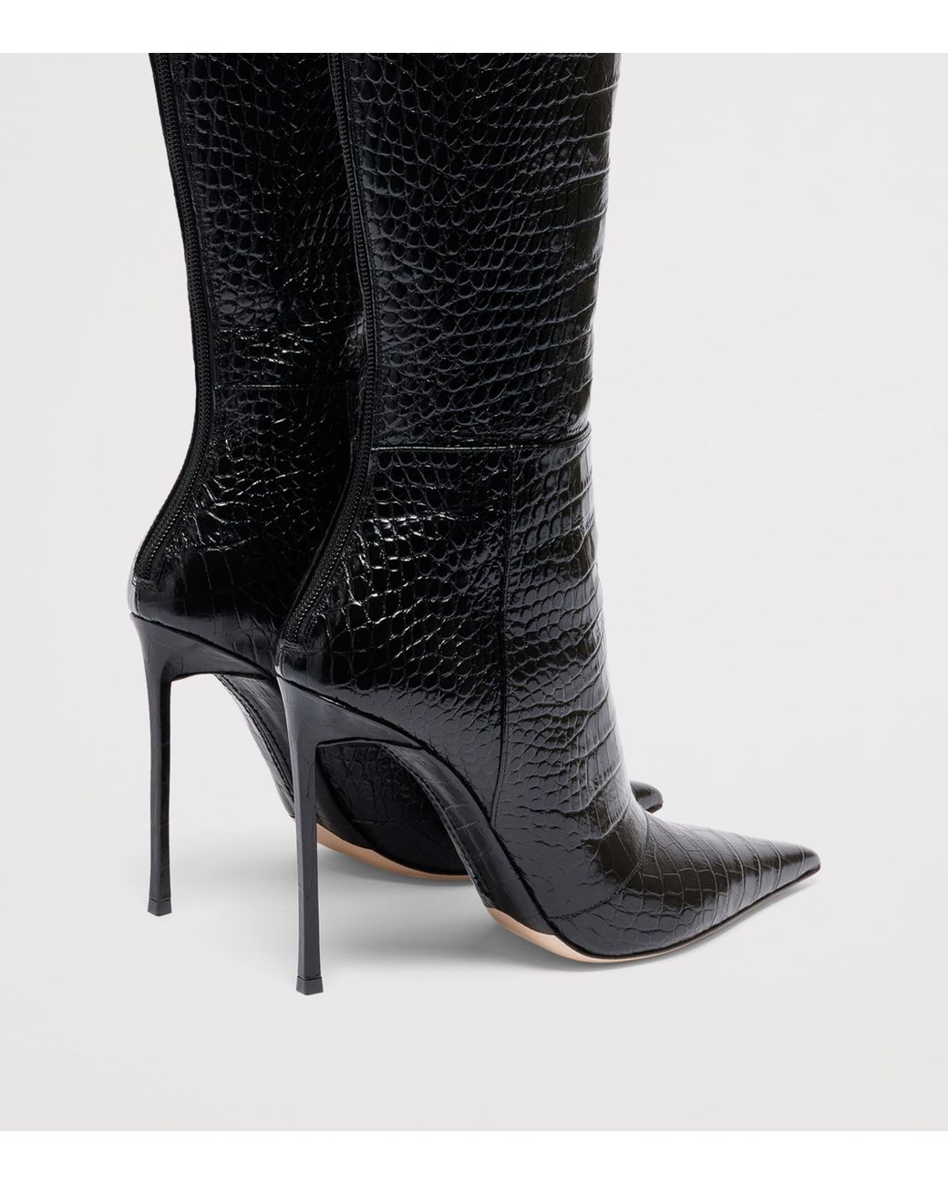 Tom Ford Black Croc-Embossed Leather Over-The-Knee Boots 105