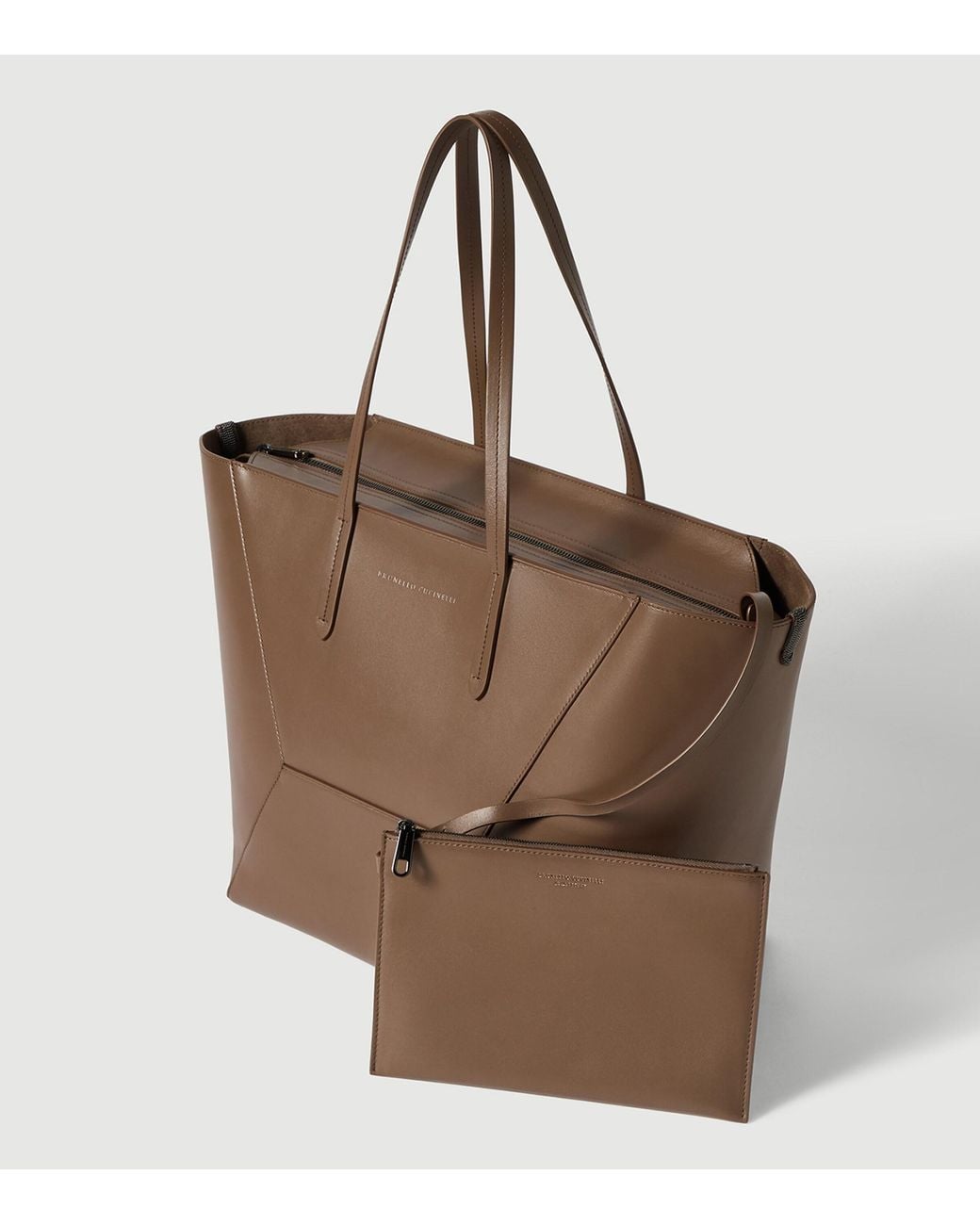 Brunello Cucinelli Brown Leather Bc Duo Tote Bag