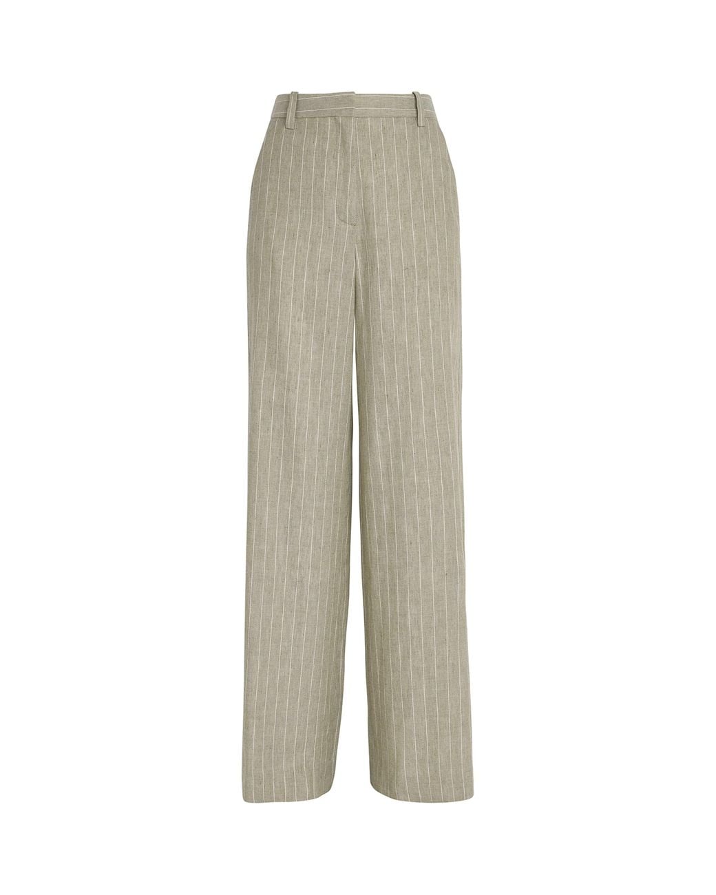 Maje Gray Linen-Cotton Blend Tailored Trousers