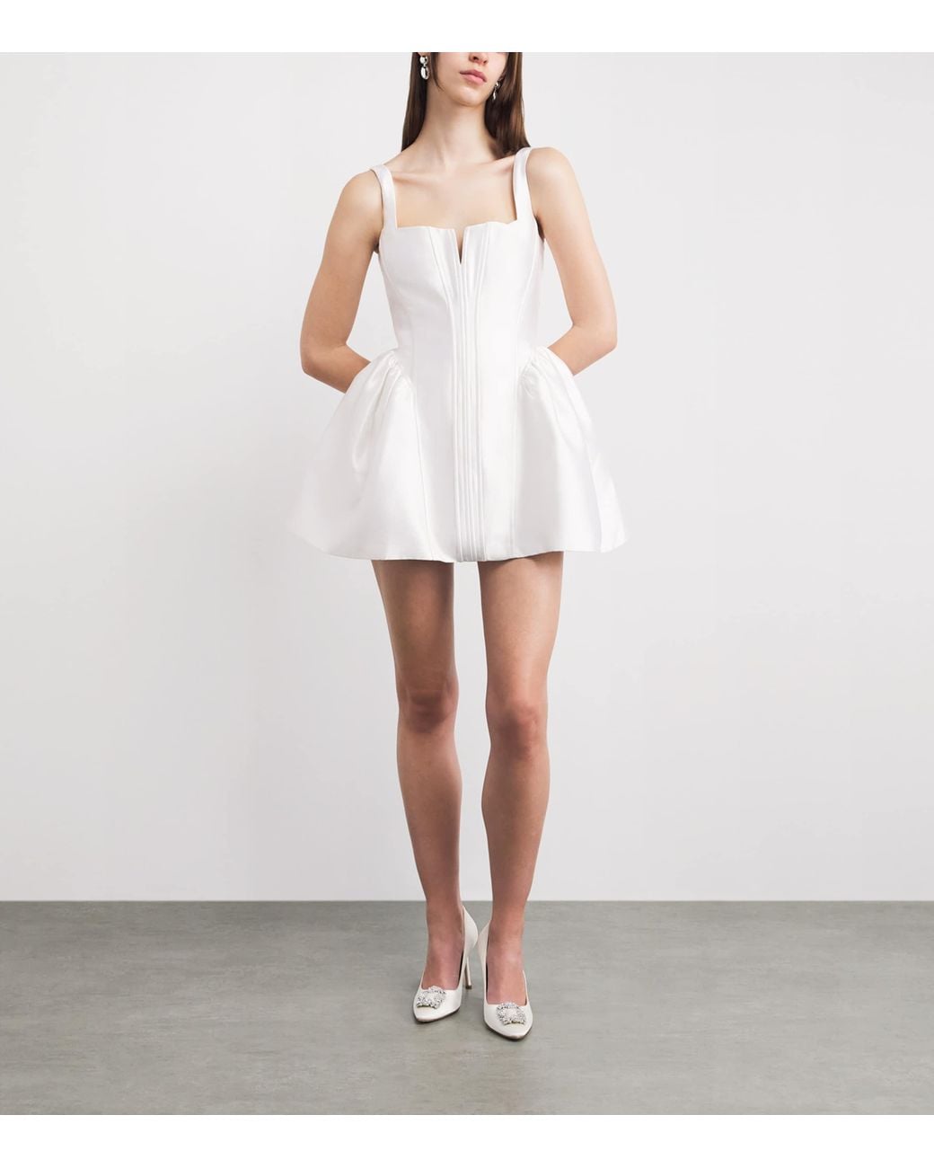 Self-Portrait White Taffeta Bustier Mini Dress