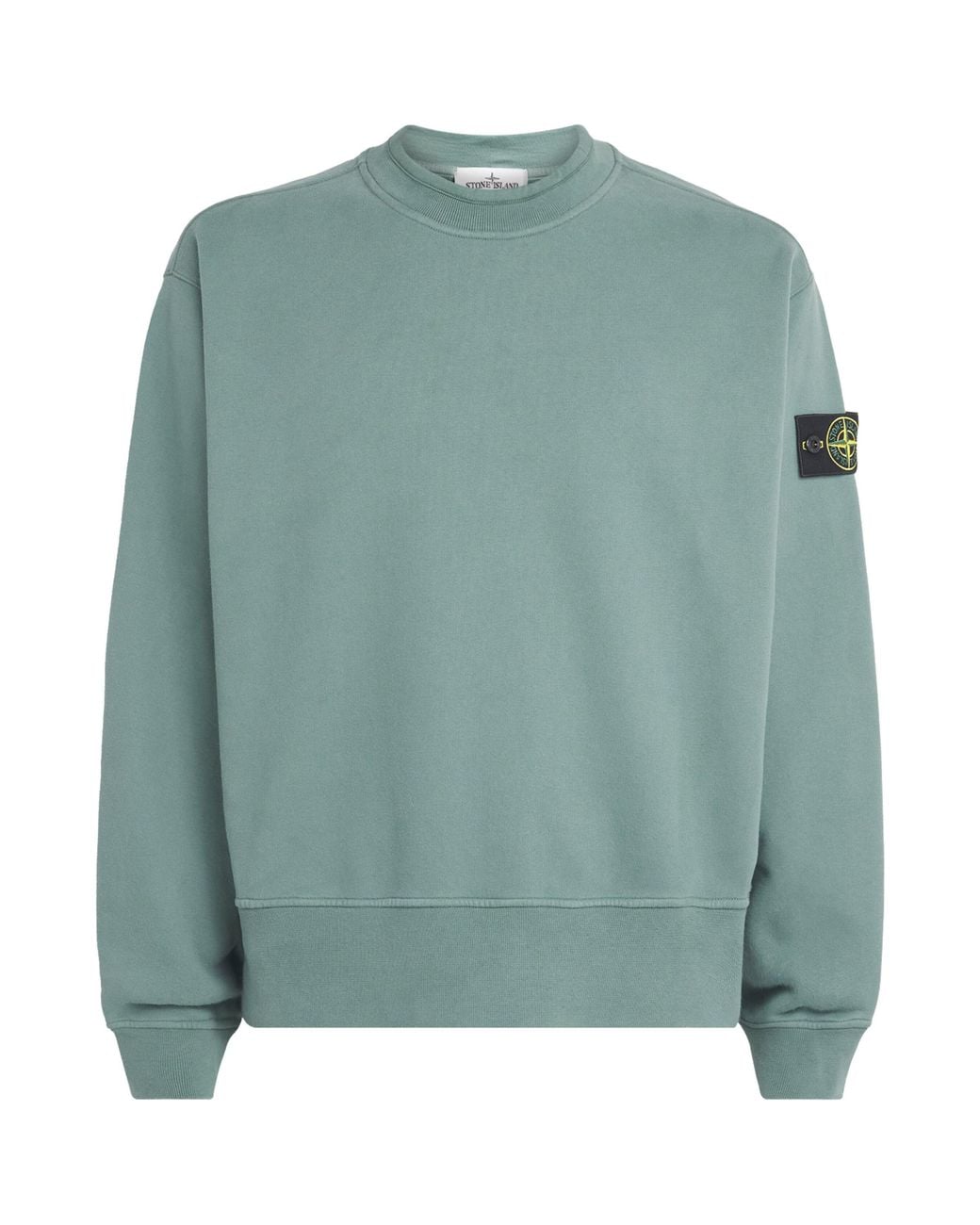 Stone Island Green Cotton Rib-Knit Compass Sweatshirt for men