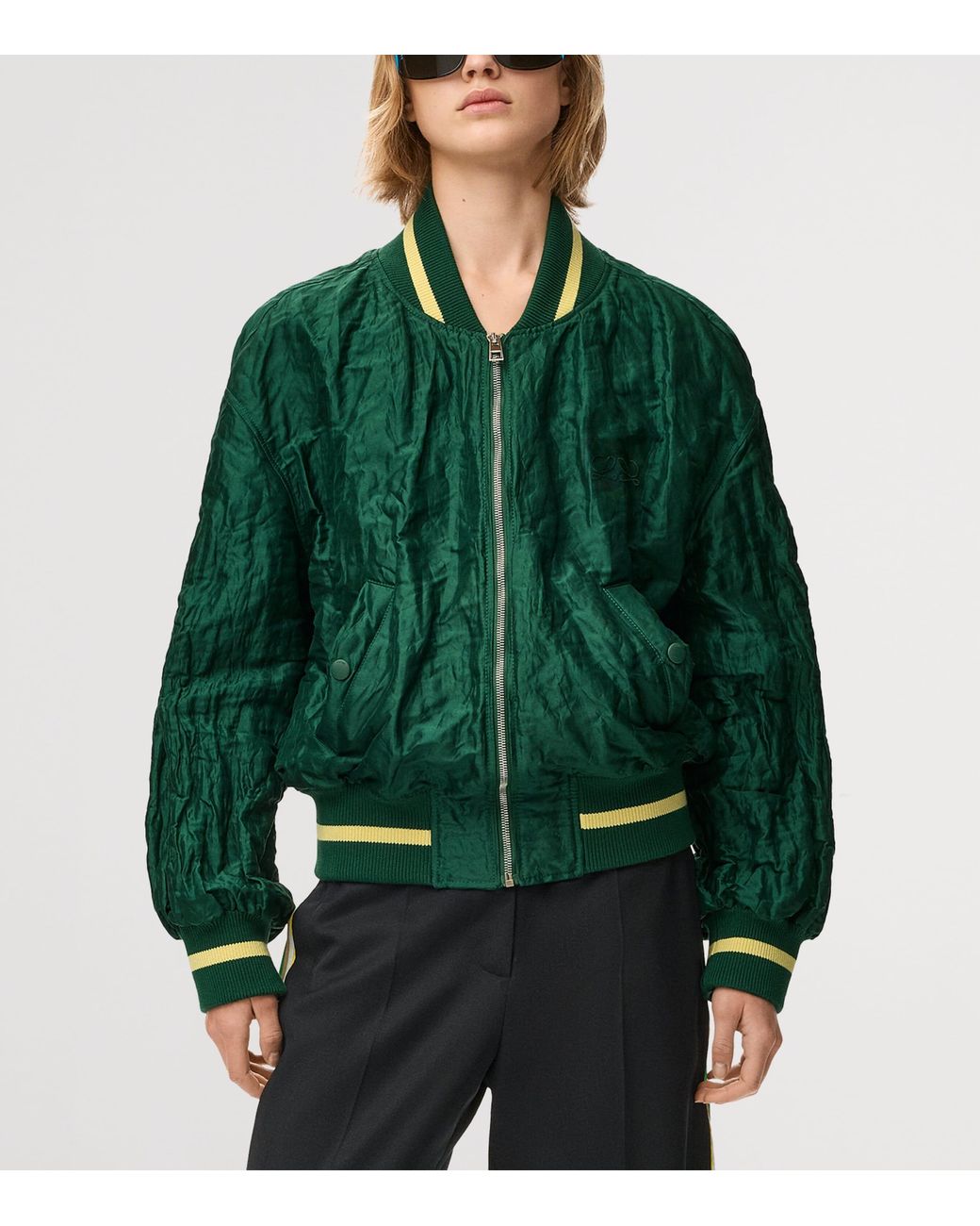 Loewe Green Varsity Bomber Jacket