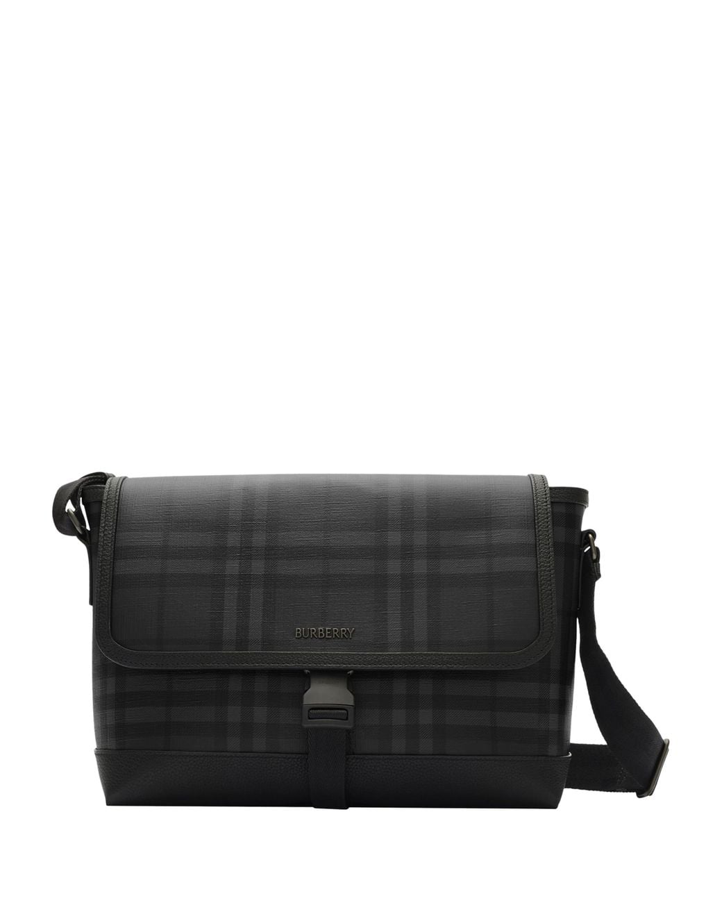 Burberry Black City Check Messenger Bag for men