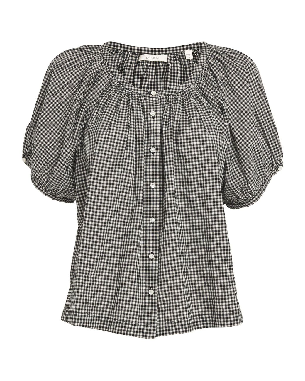 Doen La Maddalena Gingham June Blouse in Gray | Lyst