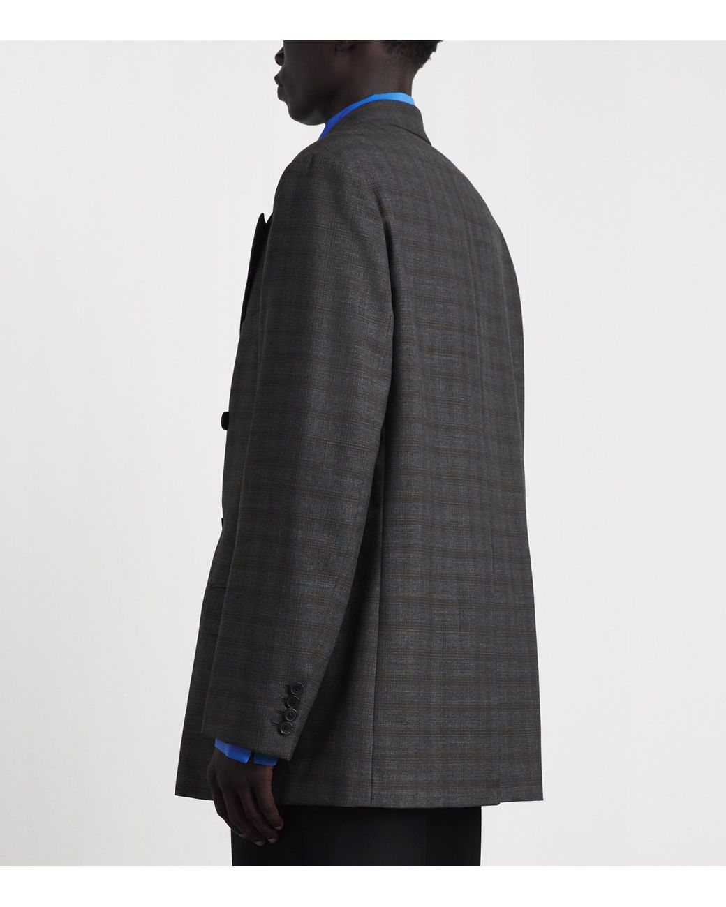 Dries Van Noten Black Wool Check Double-Breasted Blazer for men
