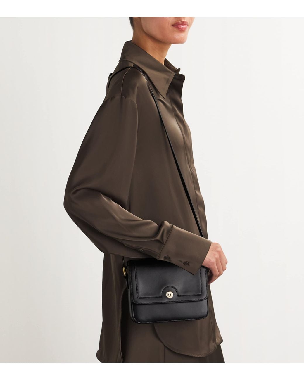 Harrods Black Leather Camera Bag