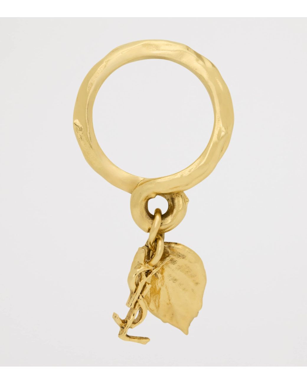 Saint Laurent Metallic Cassandre Leaf Charm Ring for men