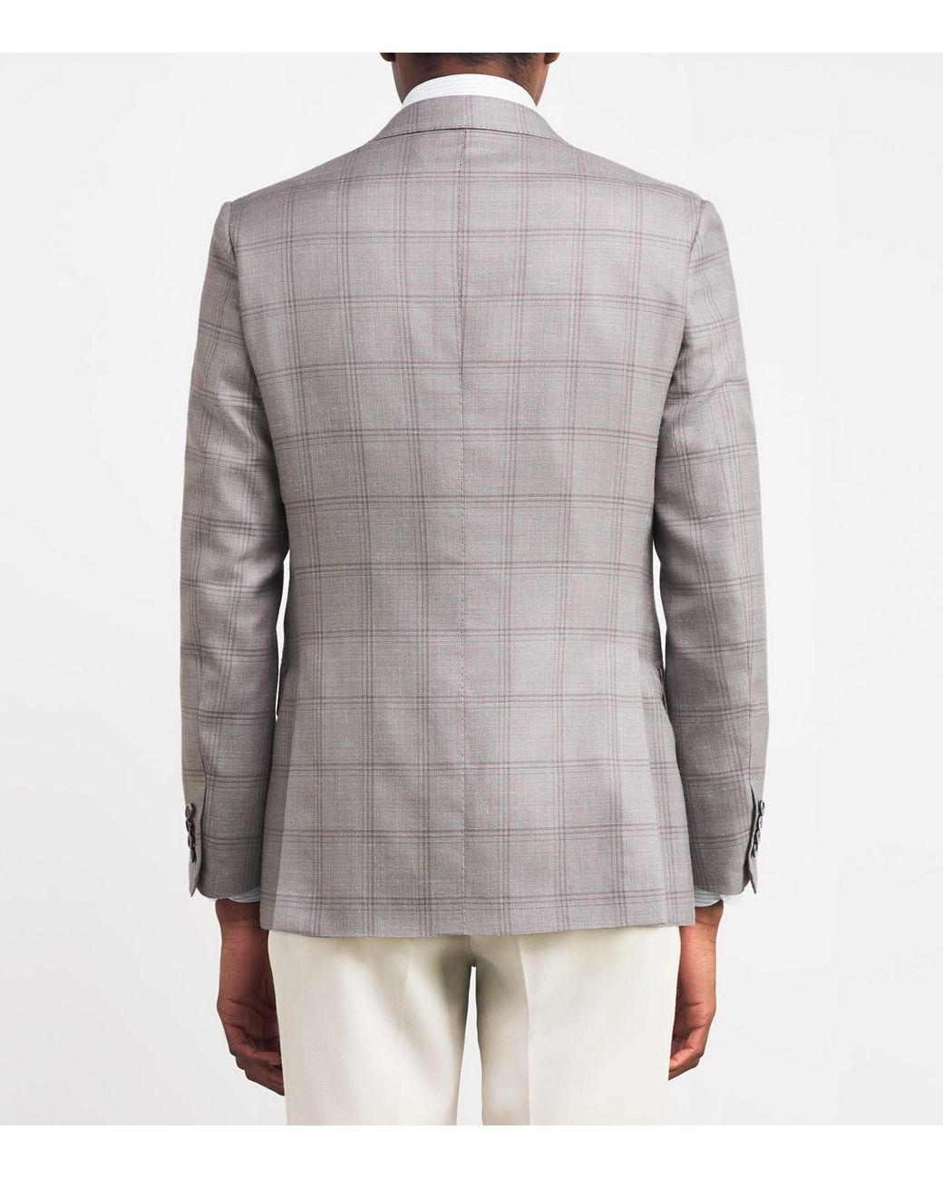 Brioni Gray Wool-Blend Check Blazer for men