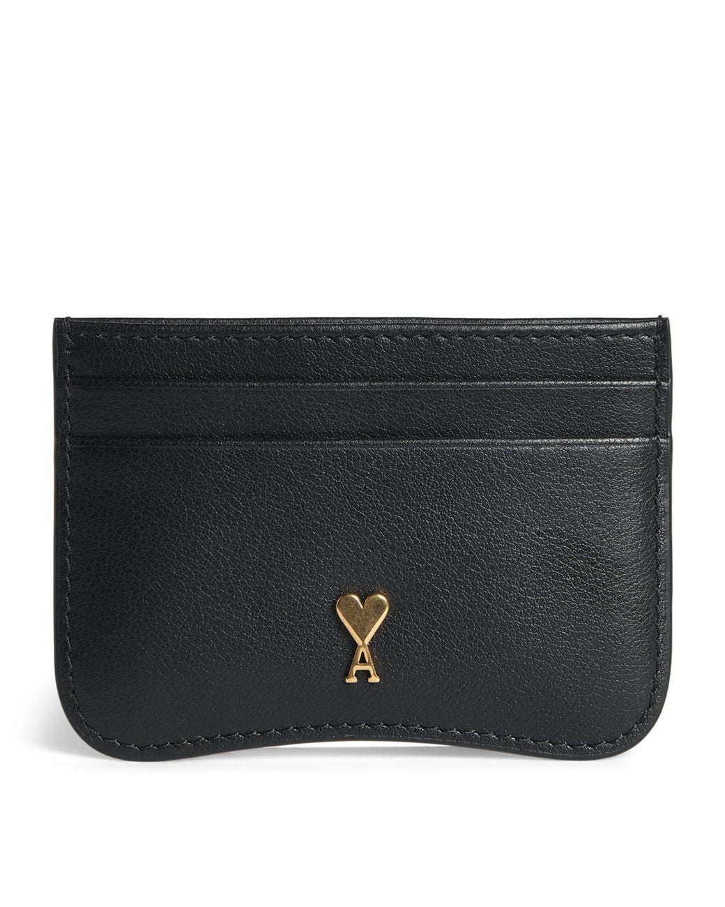AMI Black Grained Leather Paris Card Holder for men