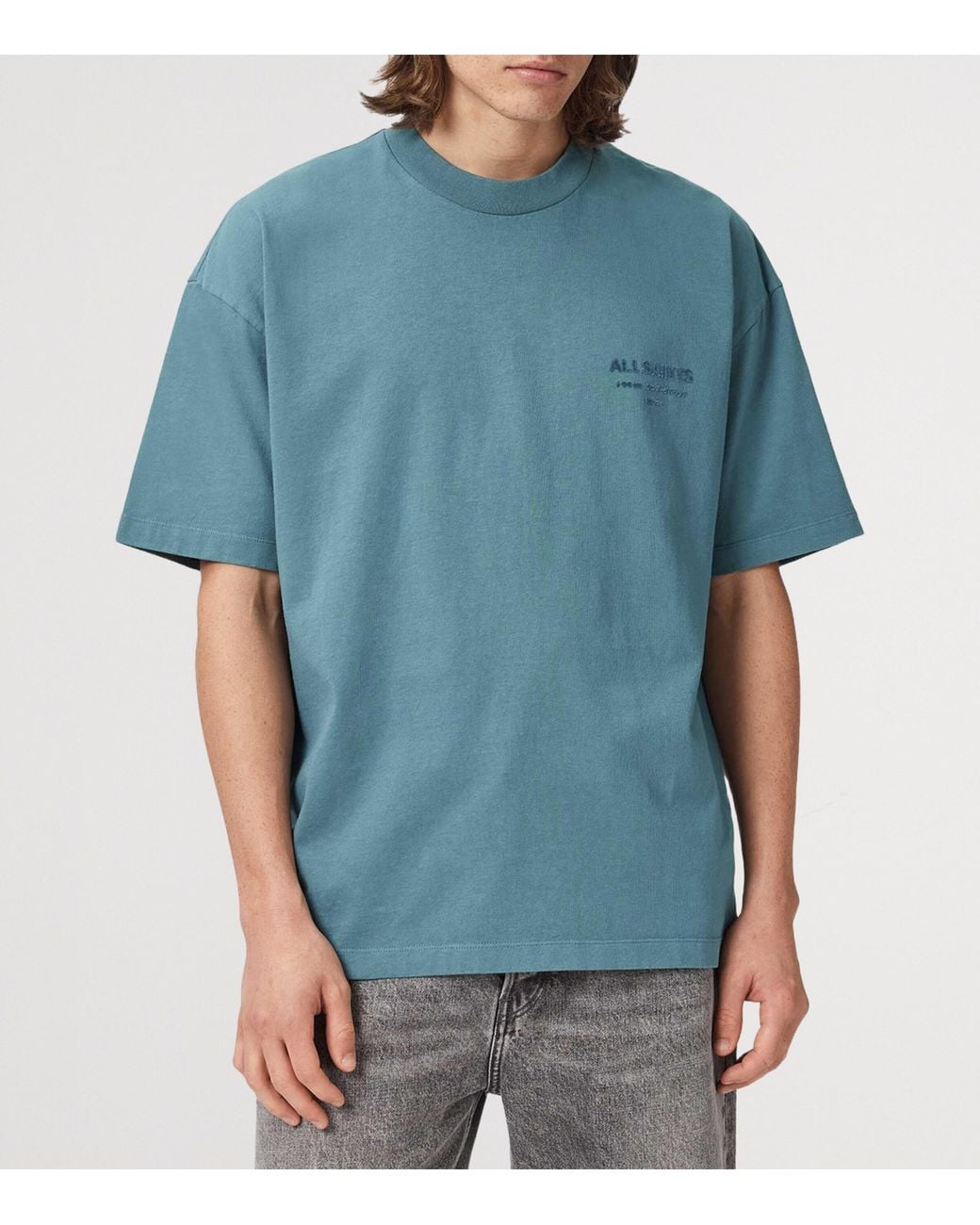 AllSaints Blue Organic Cotton Xander T-Shirt for men