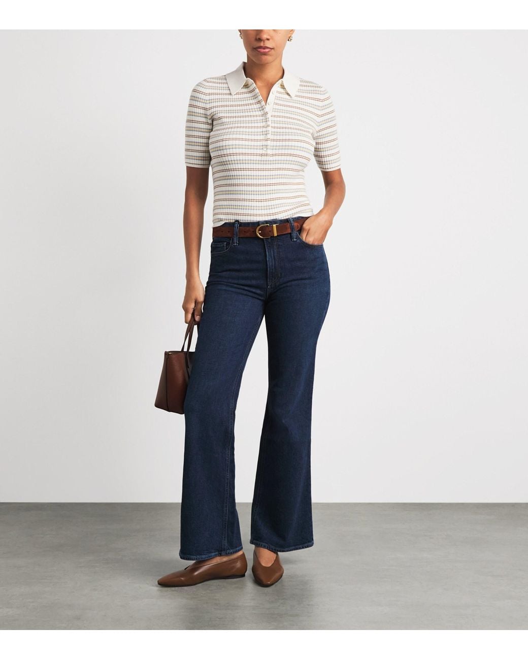PAIGE White Stripe Summit Polo Shirt