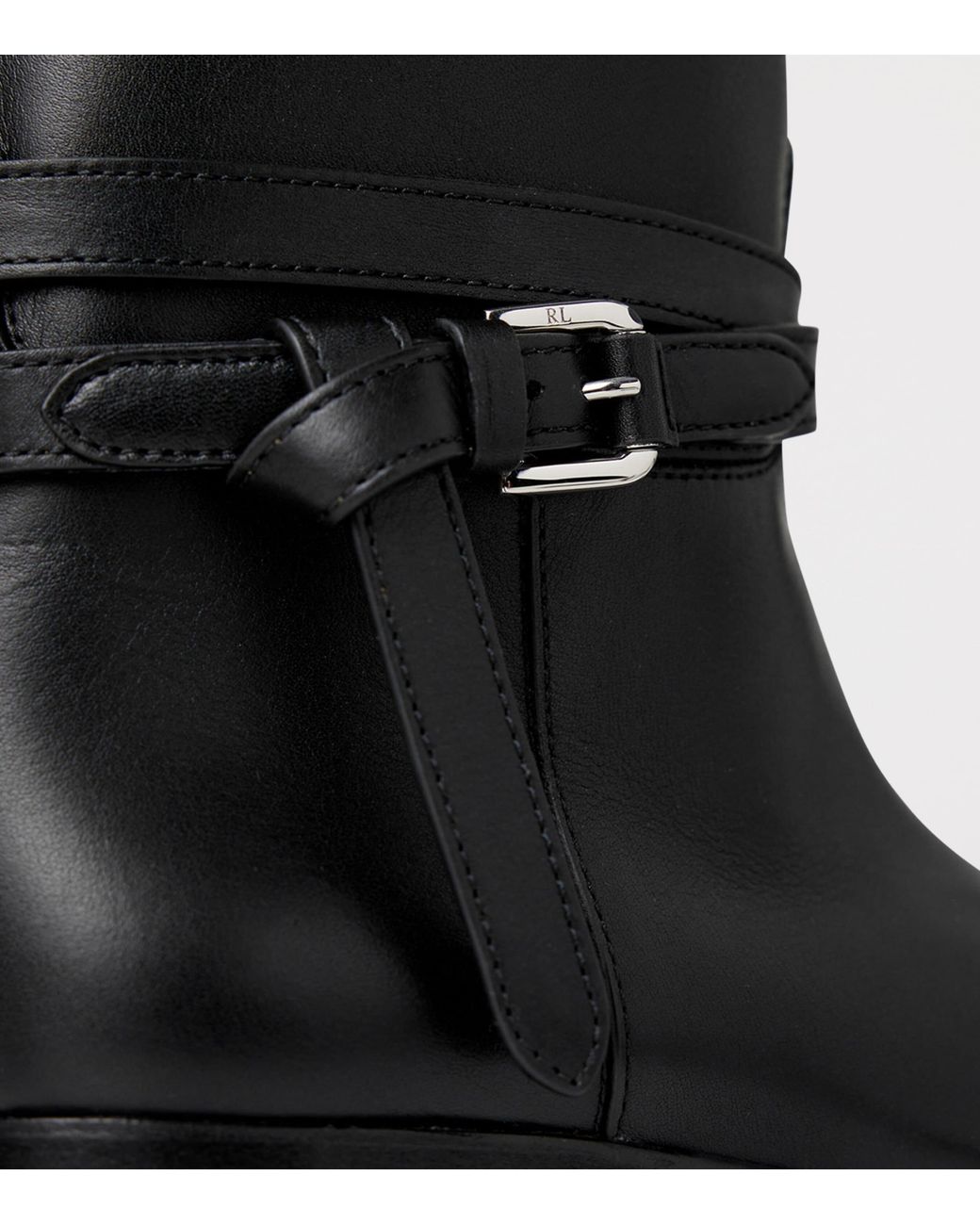 Ralph Lauren Black Leather Donnely Boots