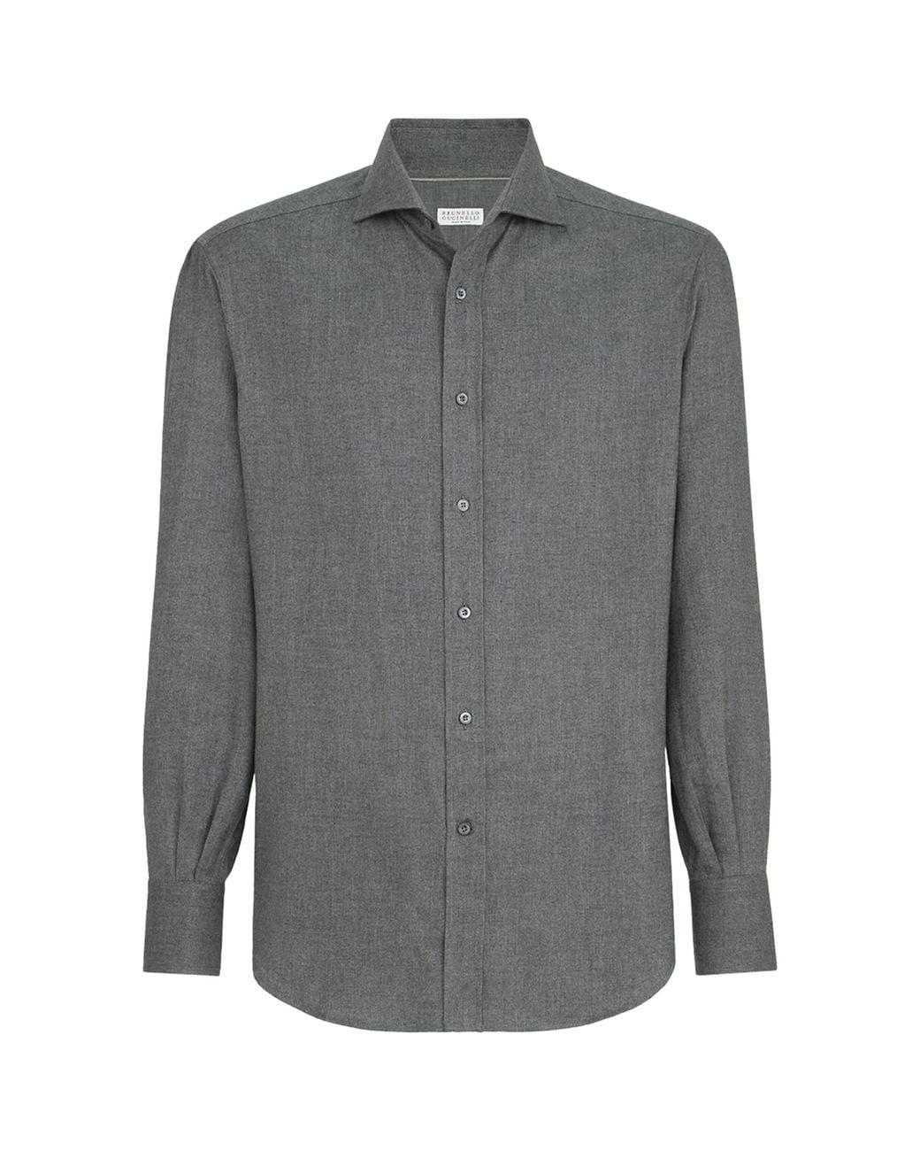 Brunello Cucinelli Gray Cotton-Blend Flannel Shirt for men